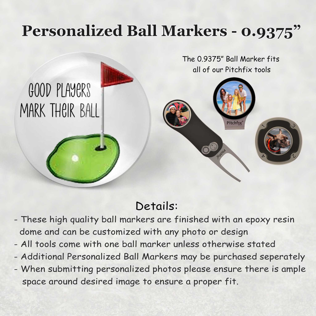 Personalized PitchFix MultiMarker Tool | Custom Ball Markers | Golf Gifts | Good Players Mark Their Ball