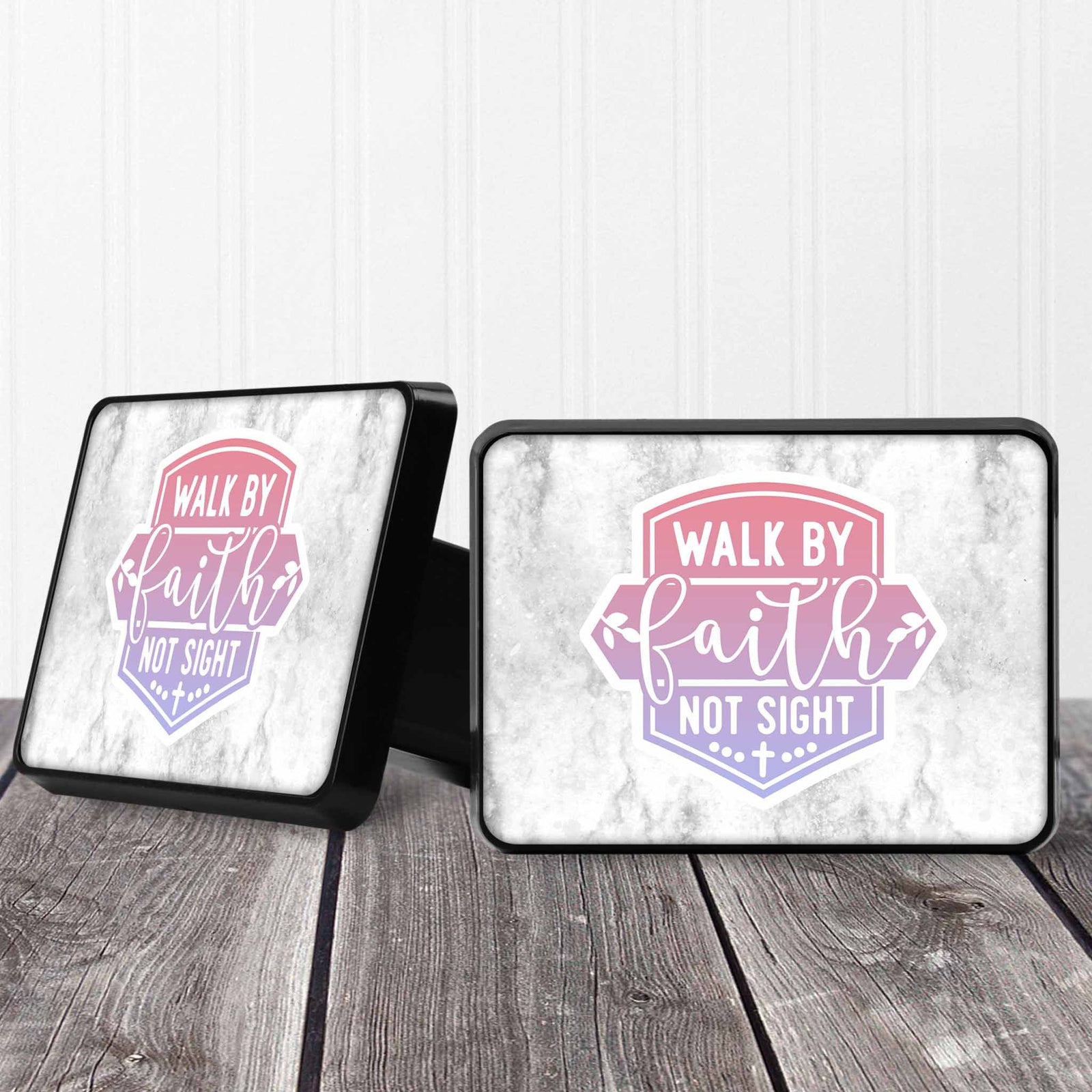 Personalized Trailer Hitch Cover | Custom Car Accessories | Walk by Faith Gradient