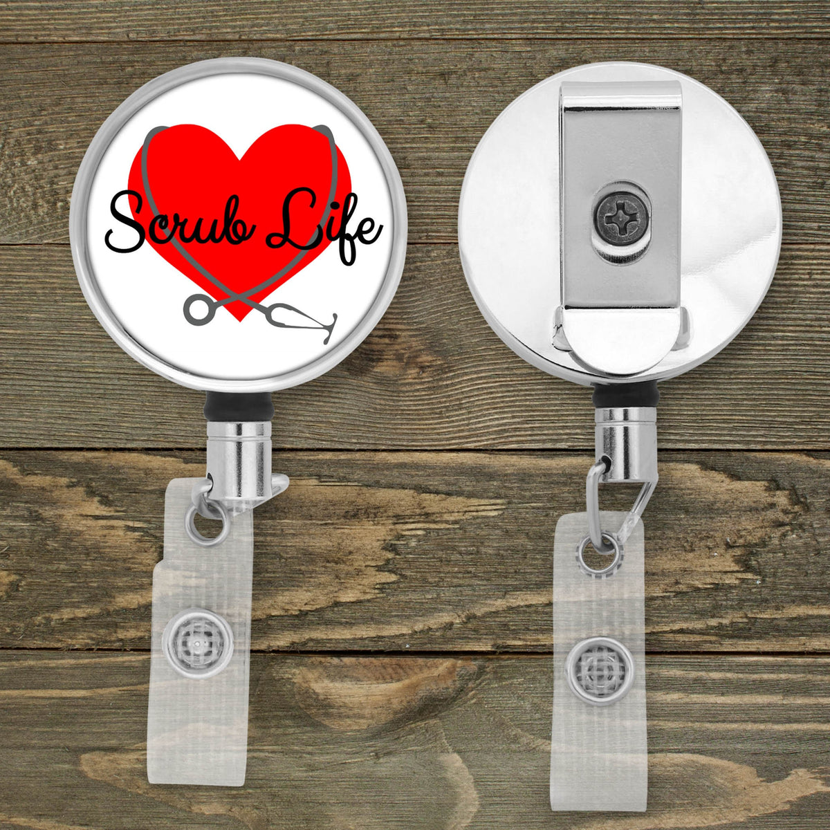 Customized Badge Reel | Personalized Office Accessories | Photo Badge Reel | Scrub Life