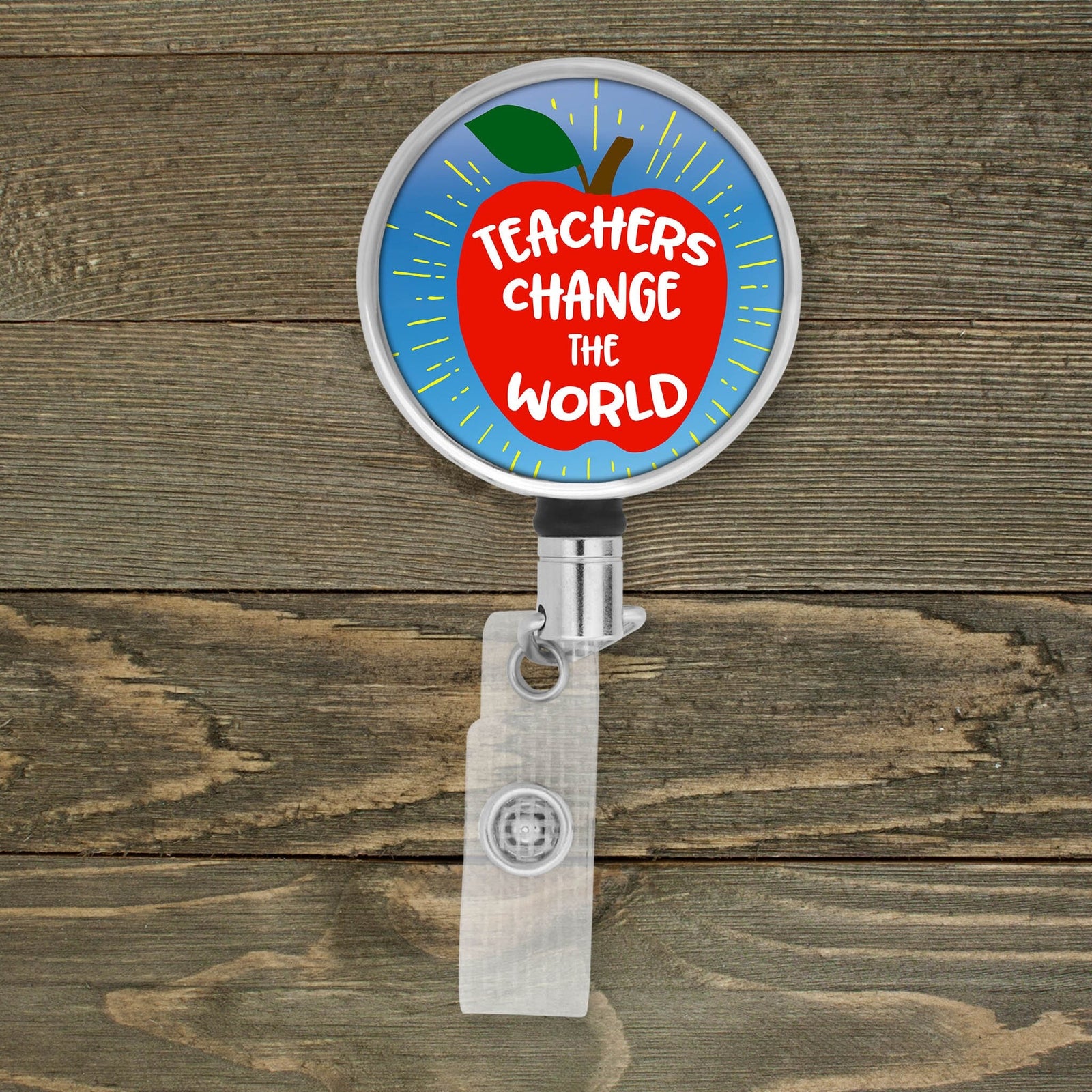 Customized Badge Reel | Personalized Office Accessories | Photo Badge Reel | Teachers Change the World