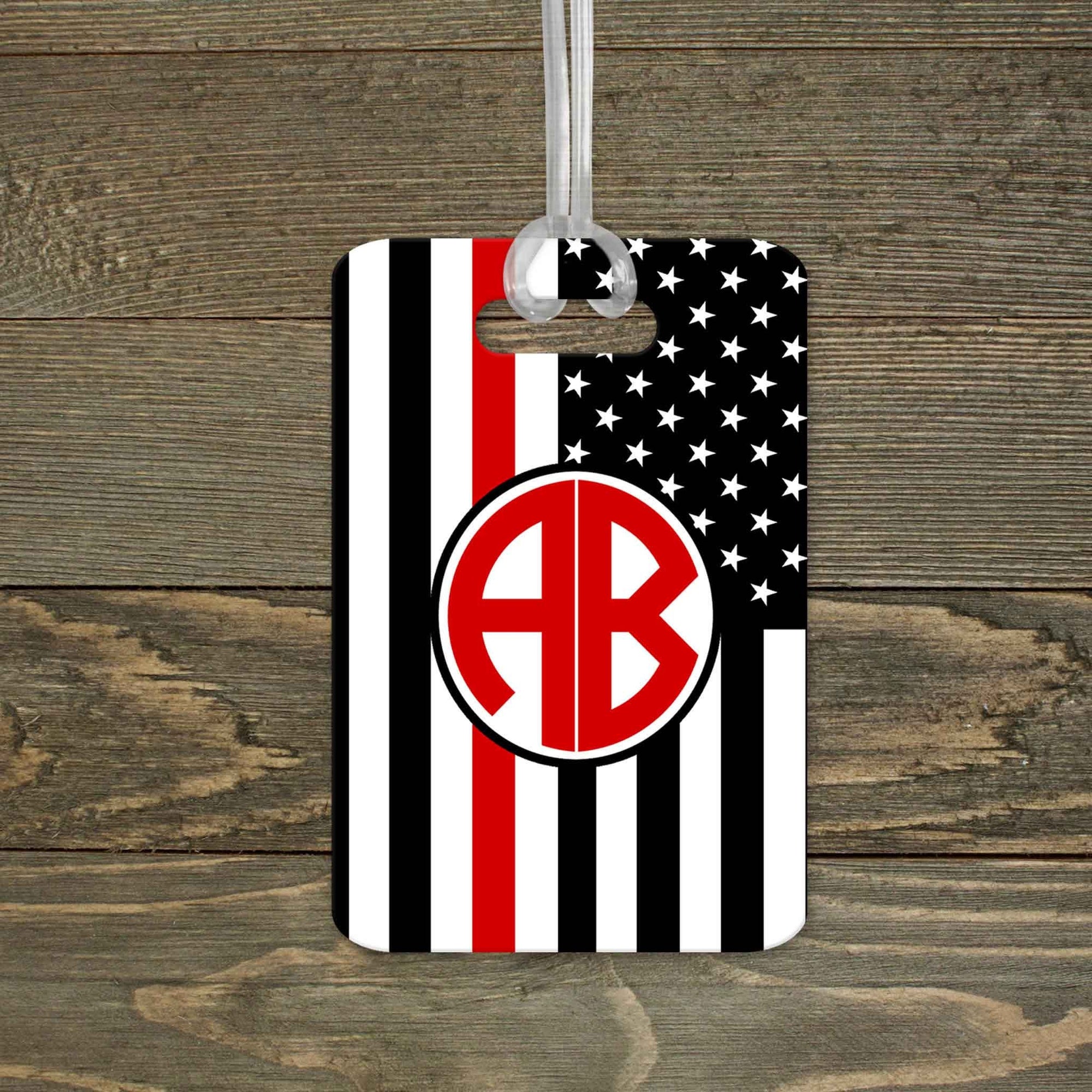 This & That Solutions - Personalized Luggage Tag | Custom Monogram Bag Tag | Firefighter Red Line - Personalized Gifts & Custom Home Decor