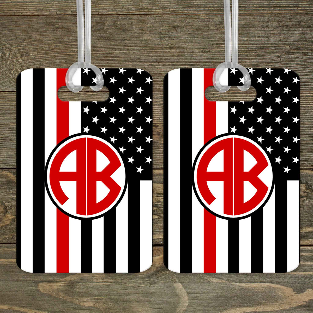 This &amp; That Solutions - Personalized Luggage Tag | Custom Monogram Bag Tag | Firefighter Red Line - Personalized Gifts &amp; Custom Home Decor