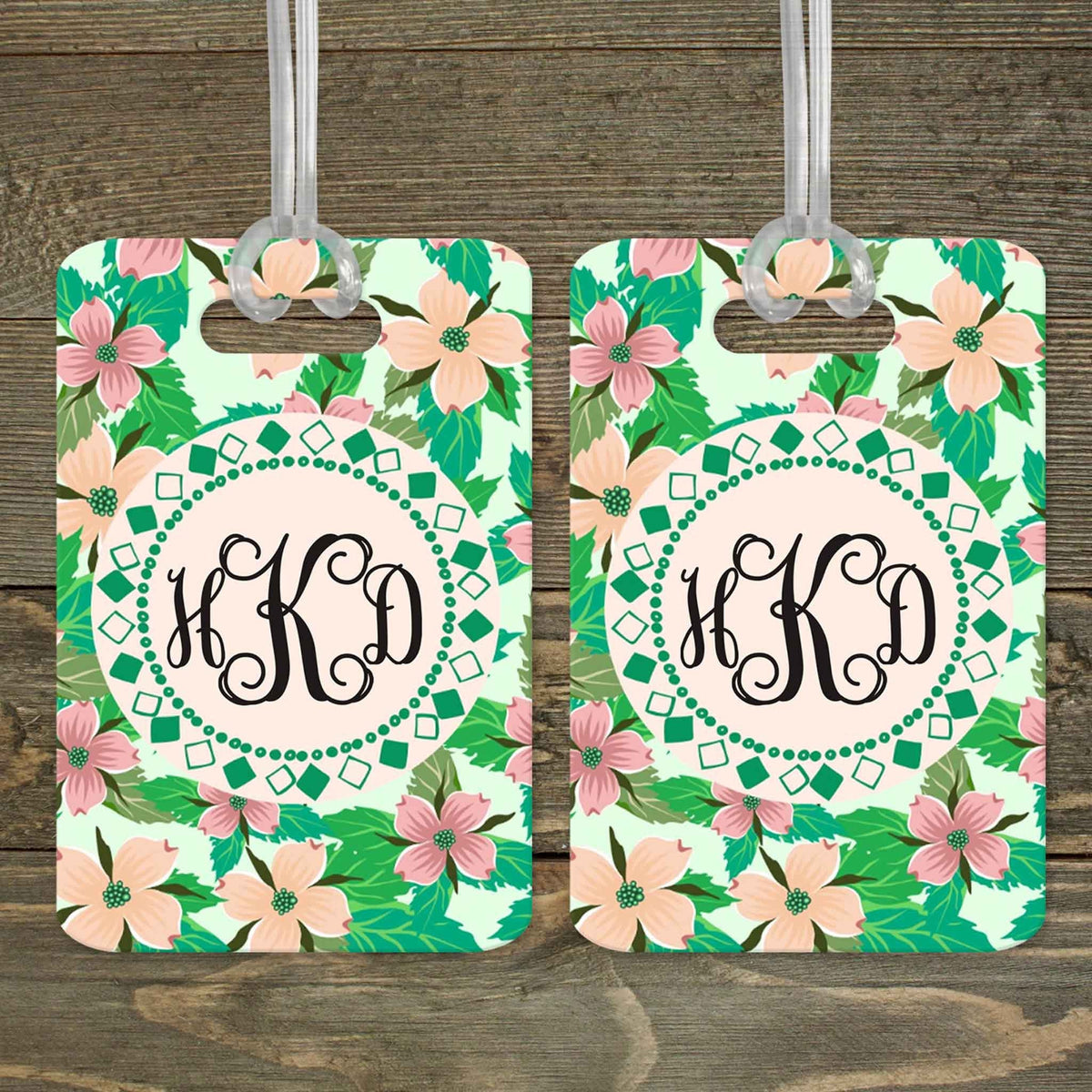 This &amp; That Solutions - Personalized Luggage Tag | Custom Monogram Bag Tag | Peach Hibiscus - Personalized Gifts &amp; Custom Home Decor