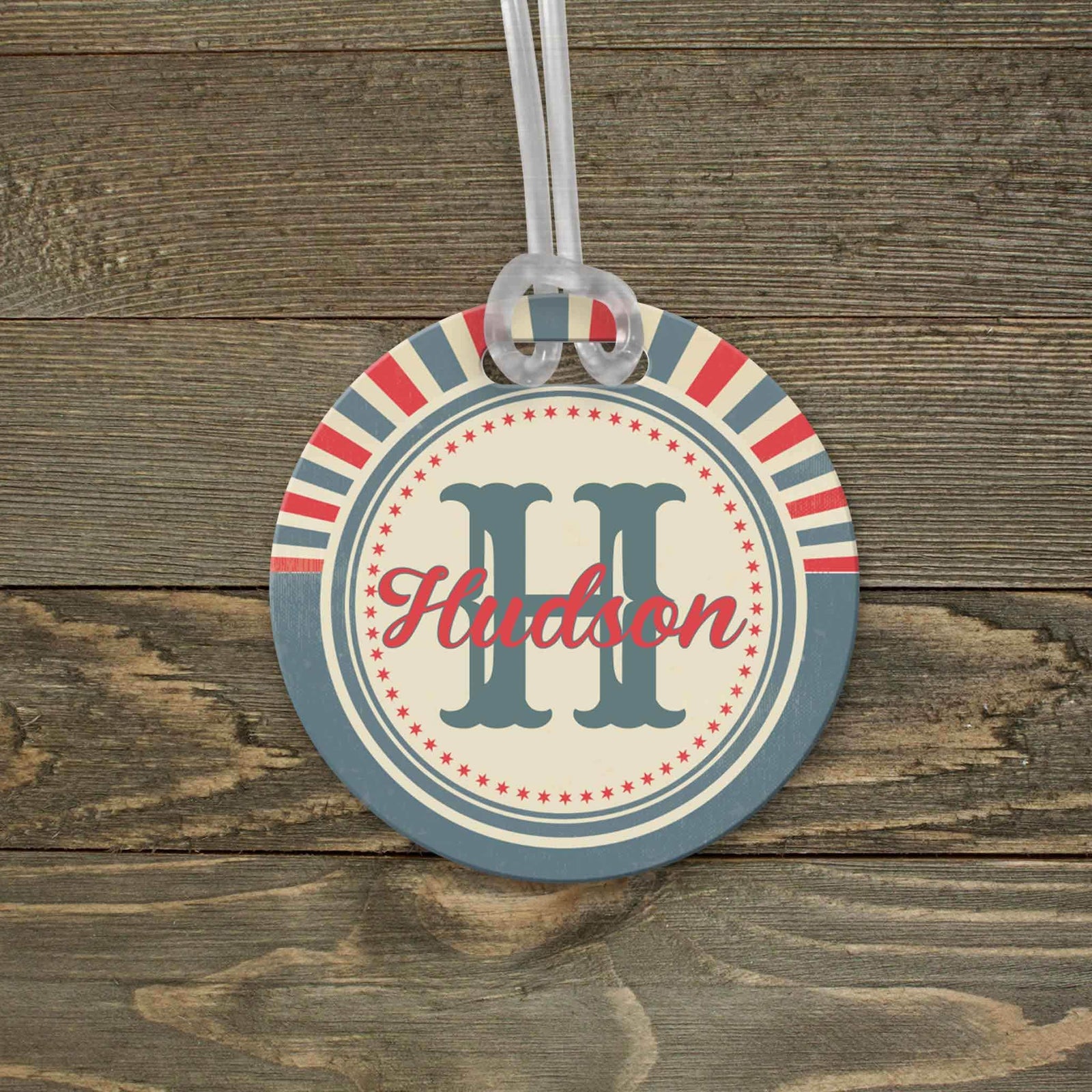 This & That Solutions - Personalized Luggage Tag | Custom Monogram Bag Tag | Sunburst Retro Americana - Personalized Gifts & Custom Home Decor