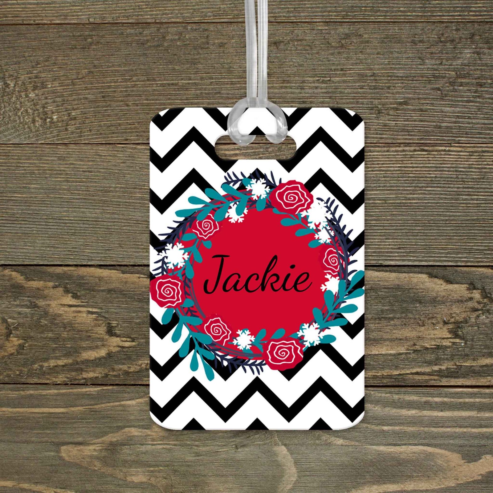 This & That Solutions - Personalized Luggage Tag | Custom Monogram Bag Tag | Black Chevron - Personalized Gifts & Custom Home Decor