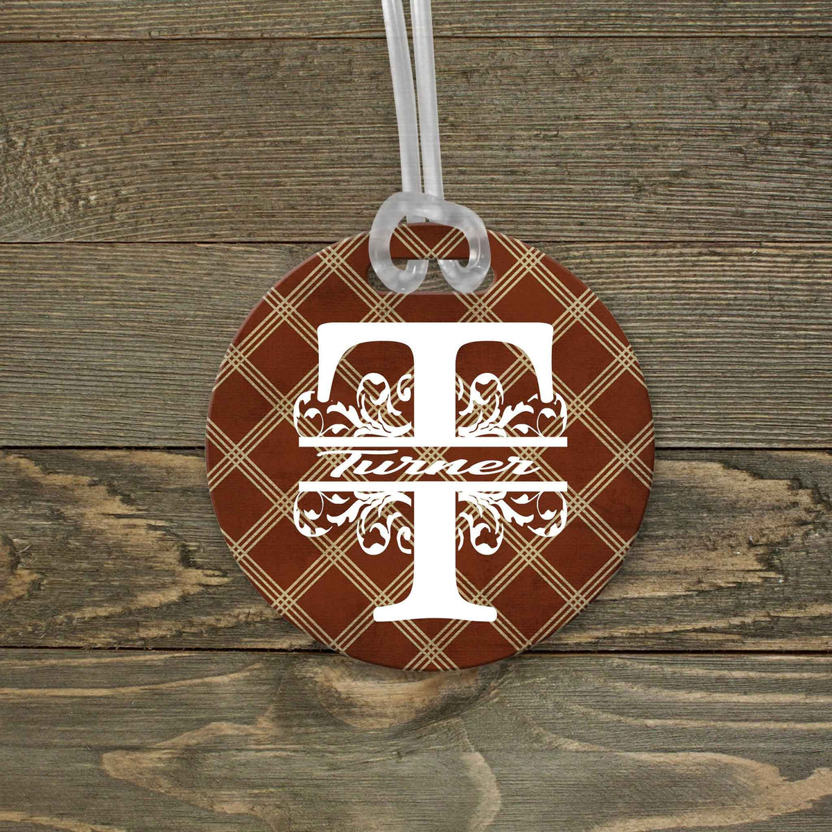 This &amp; That Solutions - Personalized Luggage Tag | Custom Monogram Bag Tag | Brown Argyle - Personalized Gifts &amp; Custom Home Decor