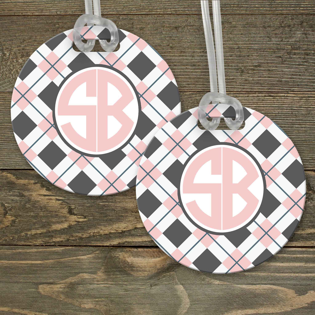 This &amp; That Solutions - Personalized Luggage Tag | Custom Monogram Bag Tag | Blush Argyle - Personalized Gifts &amp; Custom Home Decor