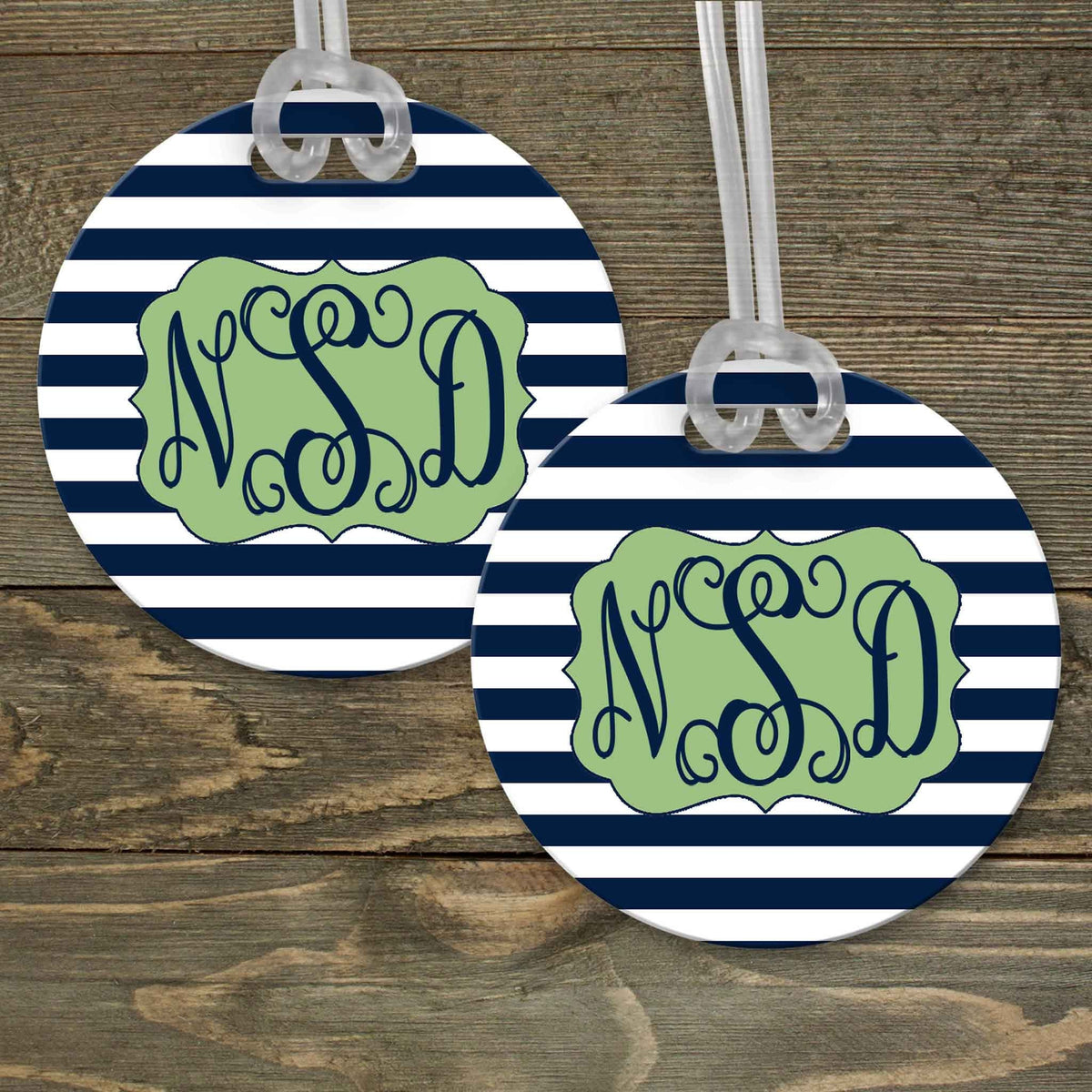 This &amp; That Solutions - Personalized Luggage Tag | Custom Monogram Bag Tag | Navy Stripes - Personalized Gifts &amp; Custom Home Decor