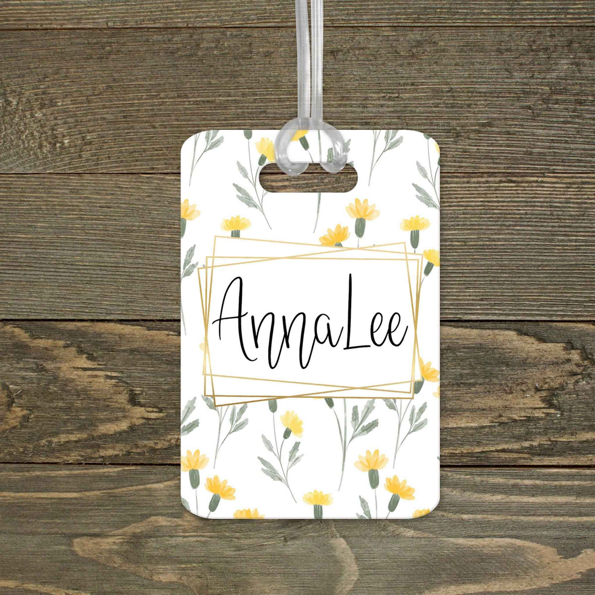 This &amp; That Solutions - Personalized Luggage Tag | Custom Monogram Bag Tag | Yellow Watercolor Flower - Personalized Gifts &amp; Custom Home Decor