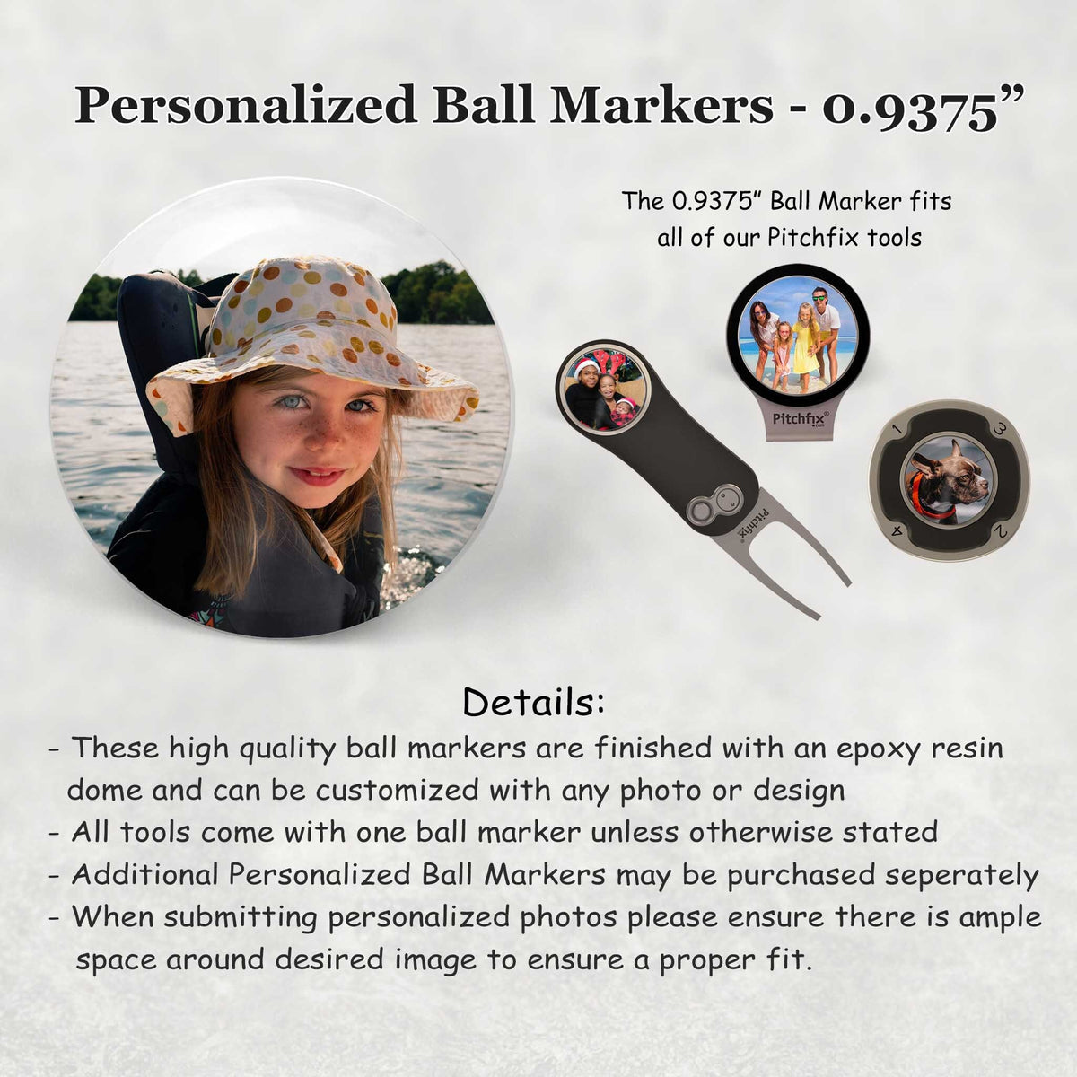 Personalized PitchFix MultiMarker Tool | Custom Ball Markers | Golf Gifts | Custom Photo