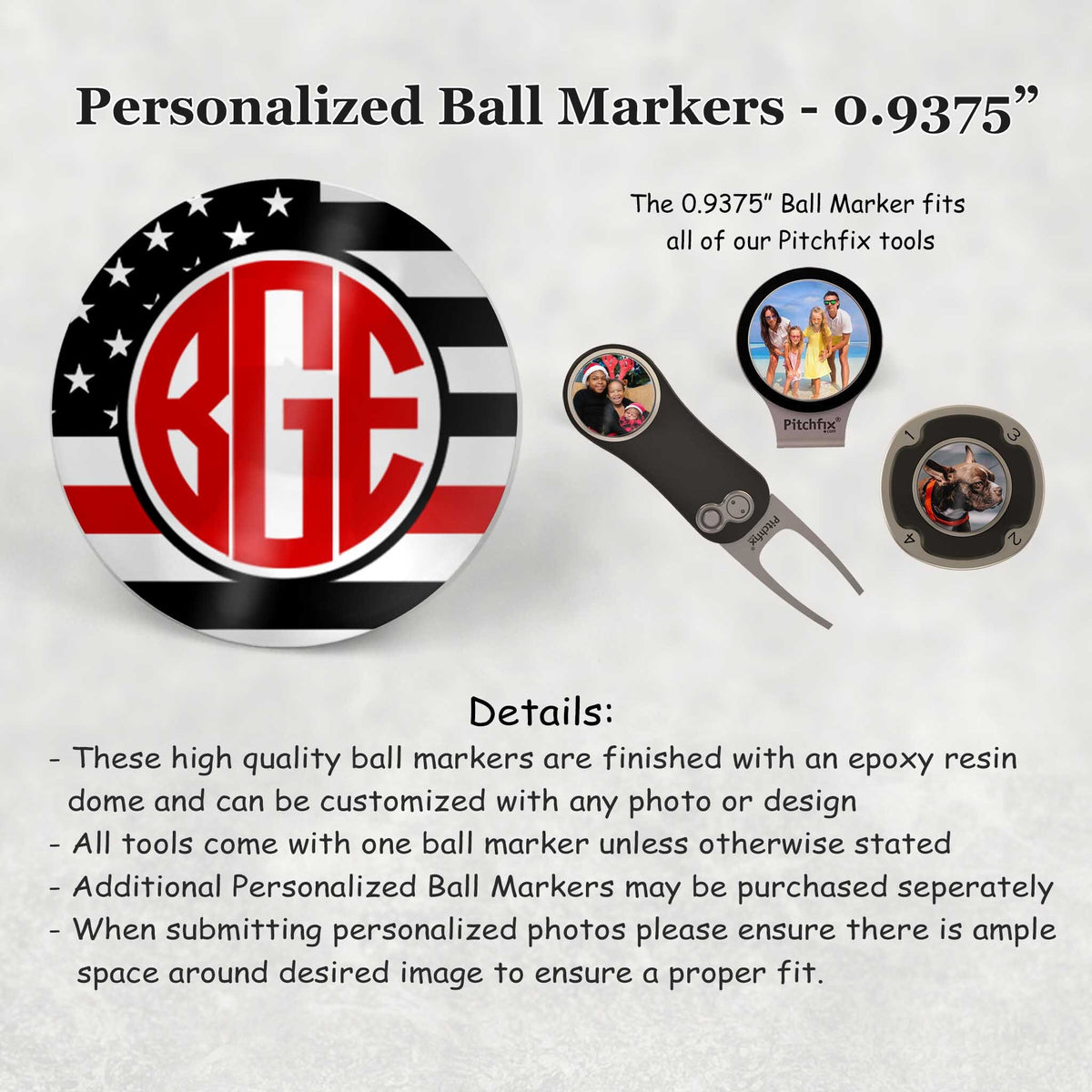 Personalized PitchFix MultiMarker Tool | Custom Ball Markers | Golf Gifts | Firefighter Red Line
