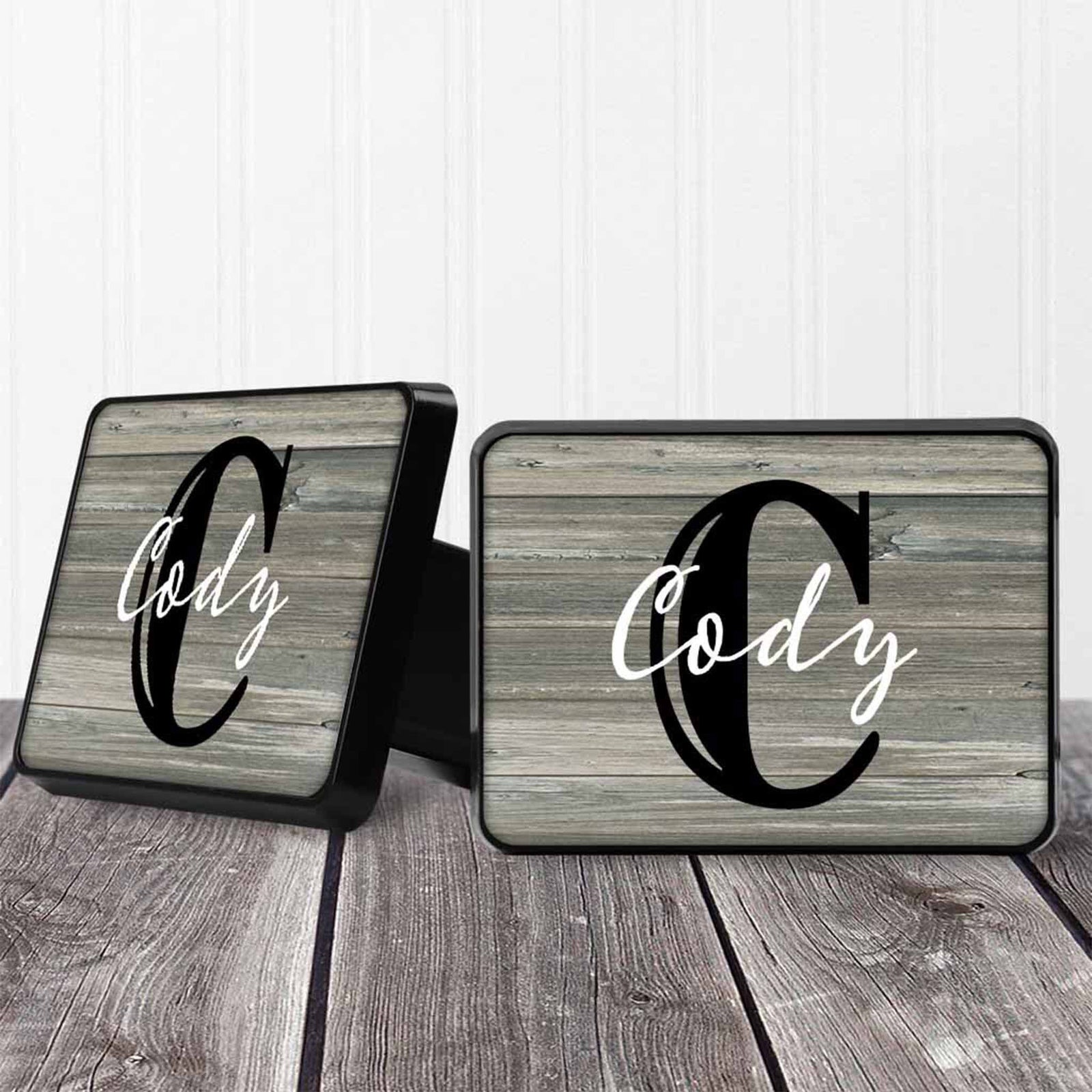 Personalized Trailer Hitch Cover | Custom Car Accessories | Rustic Monogram