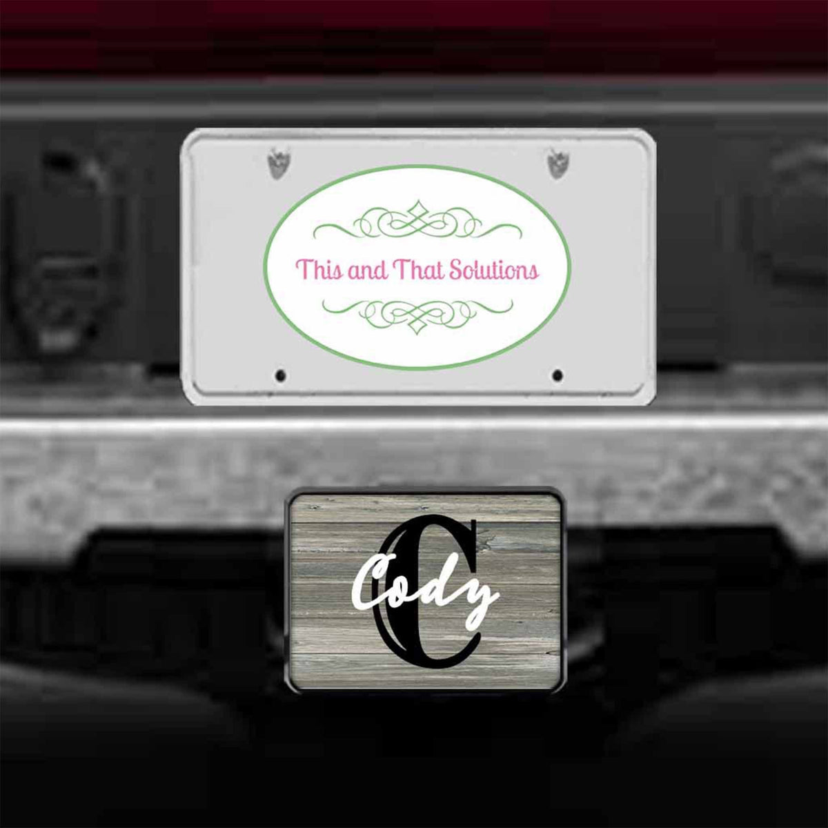 Personalized Trailer Hitch Cover | Custom Car Accessories | Rustic Monogram
