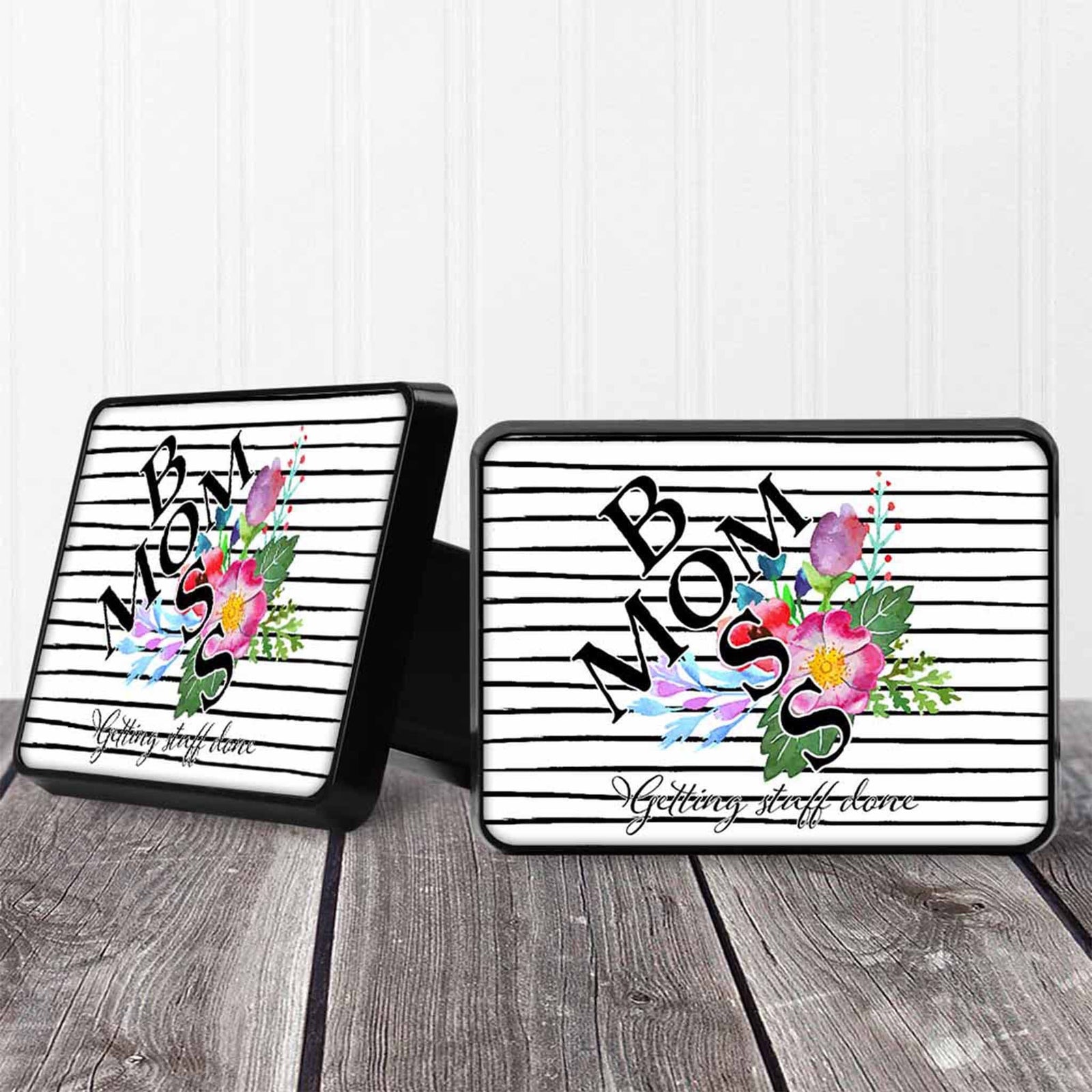 Personalized Trailer Hitch Cover | Custom Car Accessories | Mom Boss