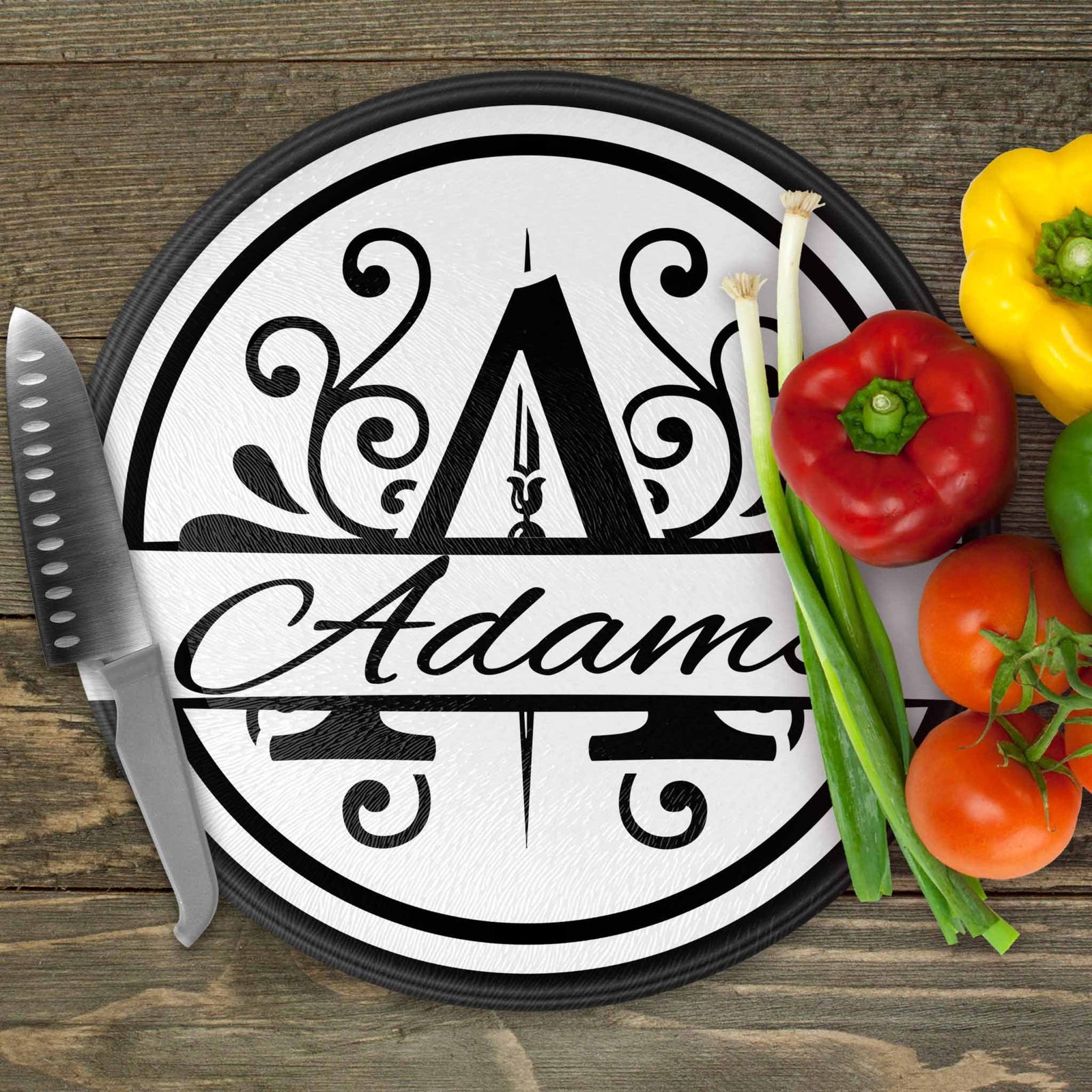 Personalized Cutting Board | Custom Glass Cutting Board | Split Apex Monogram