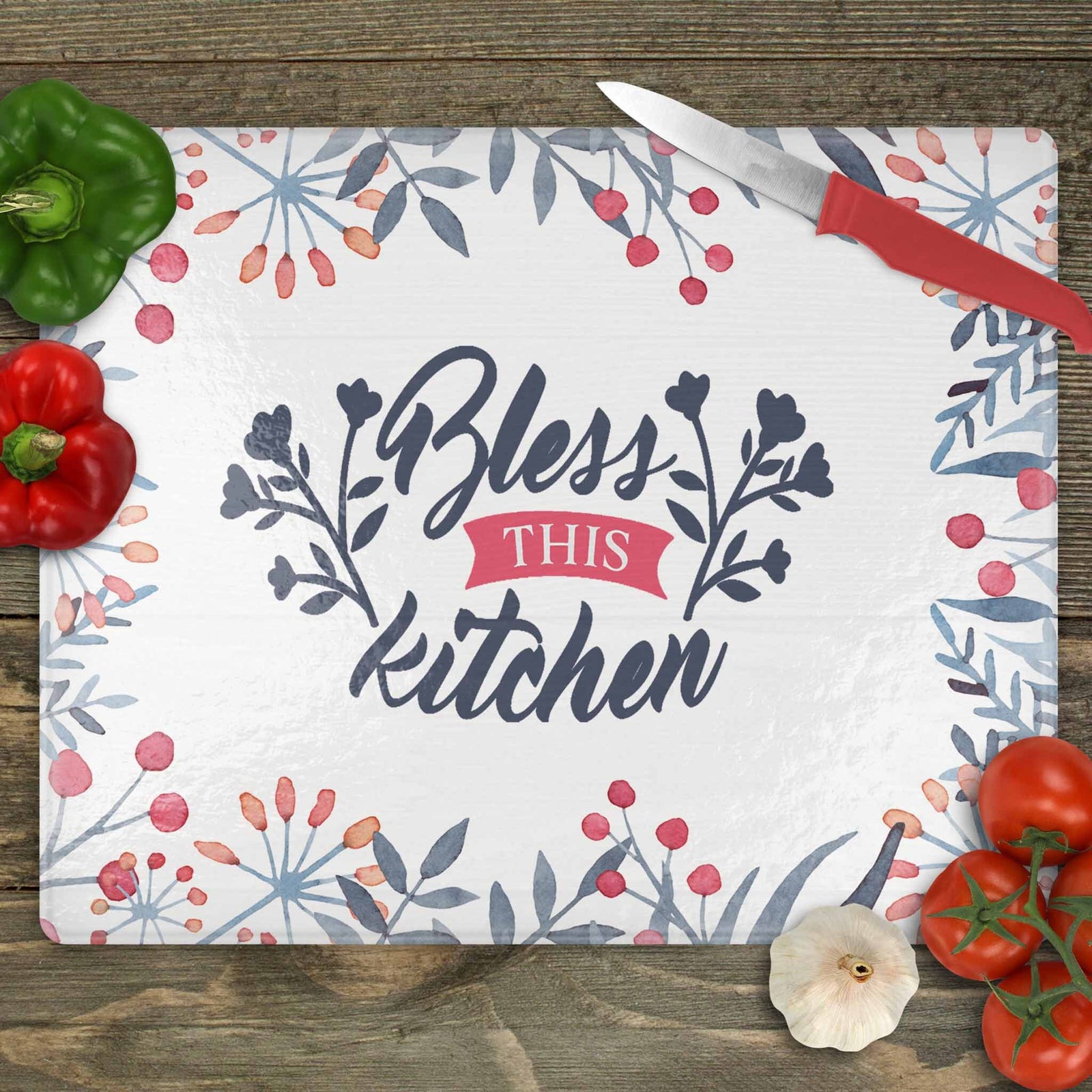 Personalized Cutting Board | Custom Glass Cutting Board | Bless this Kitchen