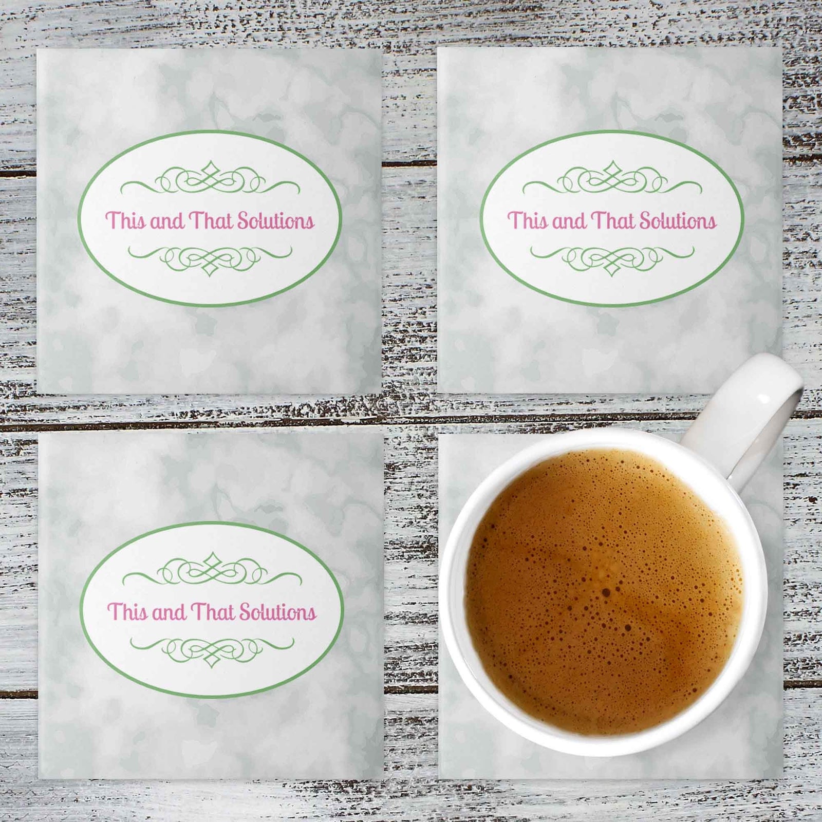 Personalized Coasters | Custom Stone Coaster Set | Company Logo | Set of 4