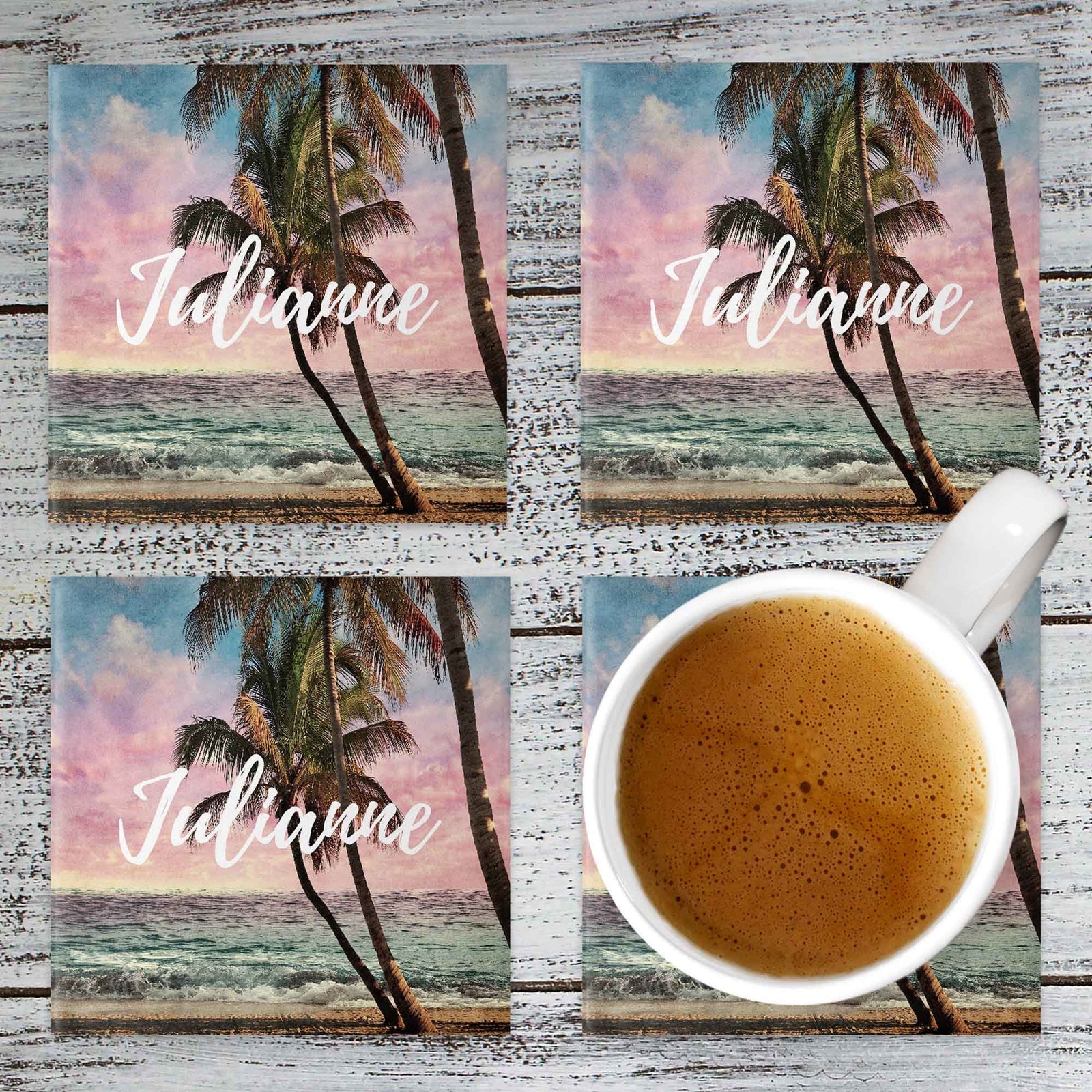 Personalized Coasters | Custom Stone Coaster Set | Sunset | Set of 4
