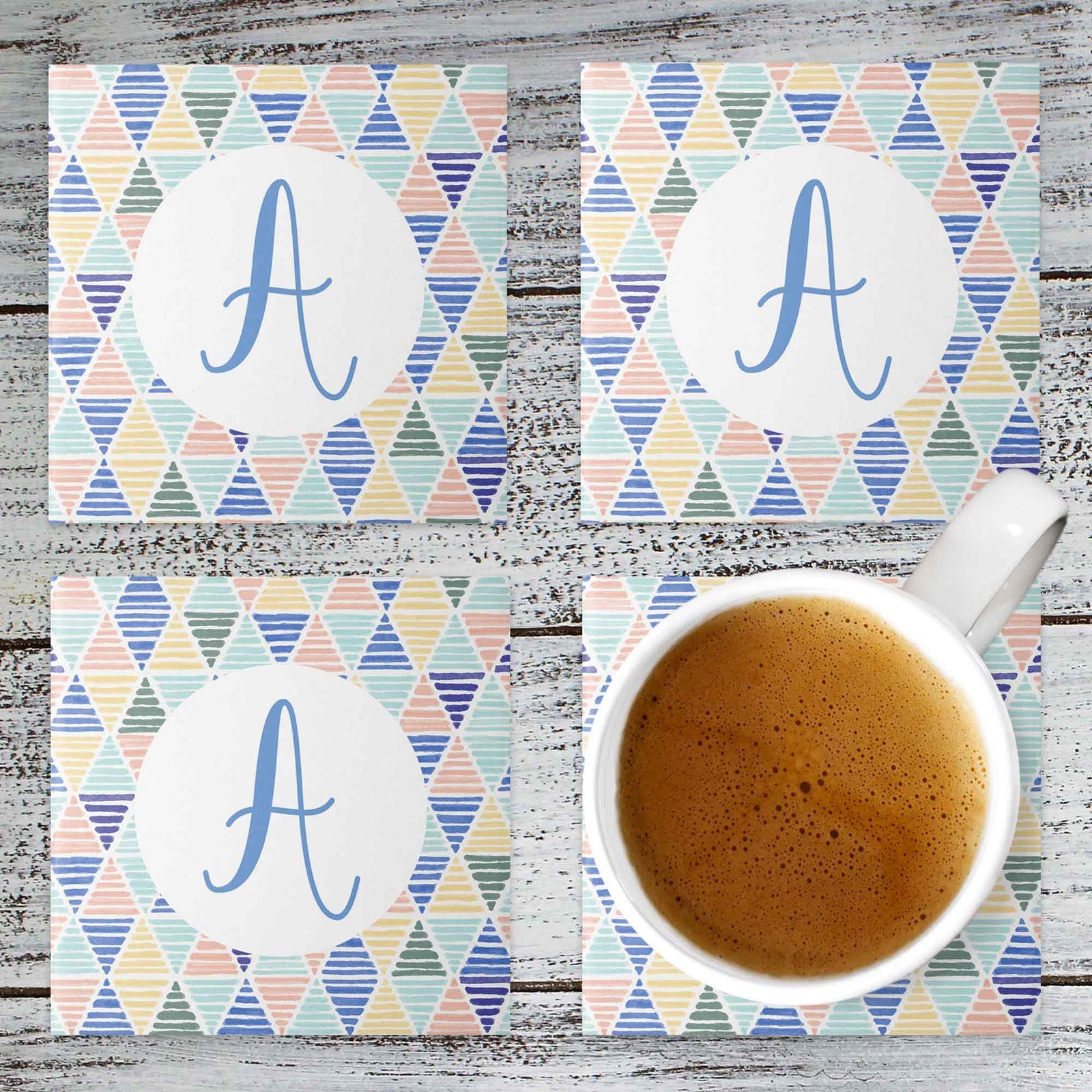 Personalized Coasters | Custom Stone Coaster Set | Summer Monogram | Set of 4