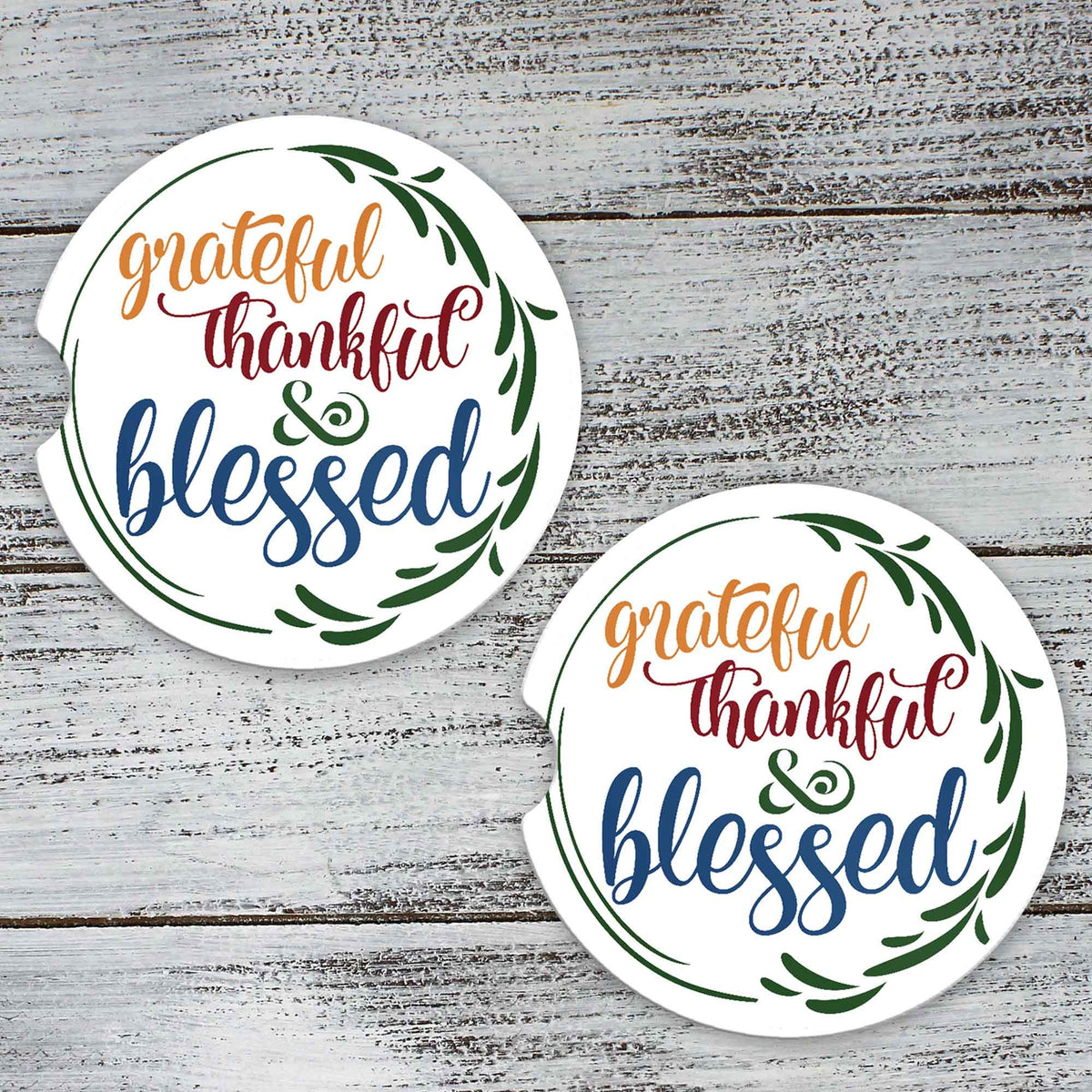 Personalized Car Coasters | Custom Car Accessories | Fall Blessings | Set of 2