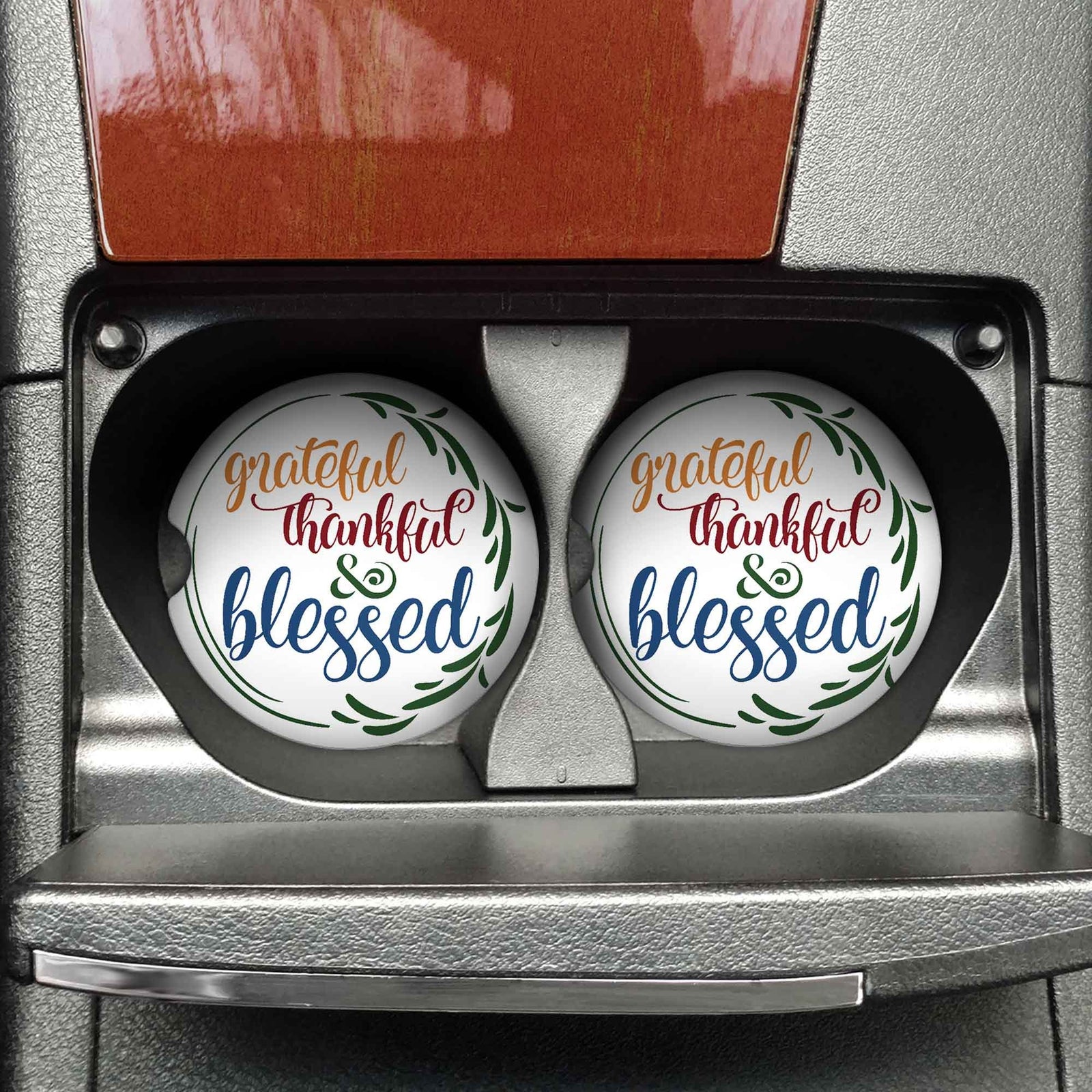 Personalized Car Coasters | Custom Car Accessories | Fall Blessings | Set of 2
