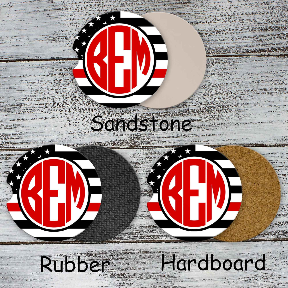 Personalized Car Coasters | Custom Car Accessories | Red Line | Set of 2