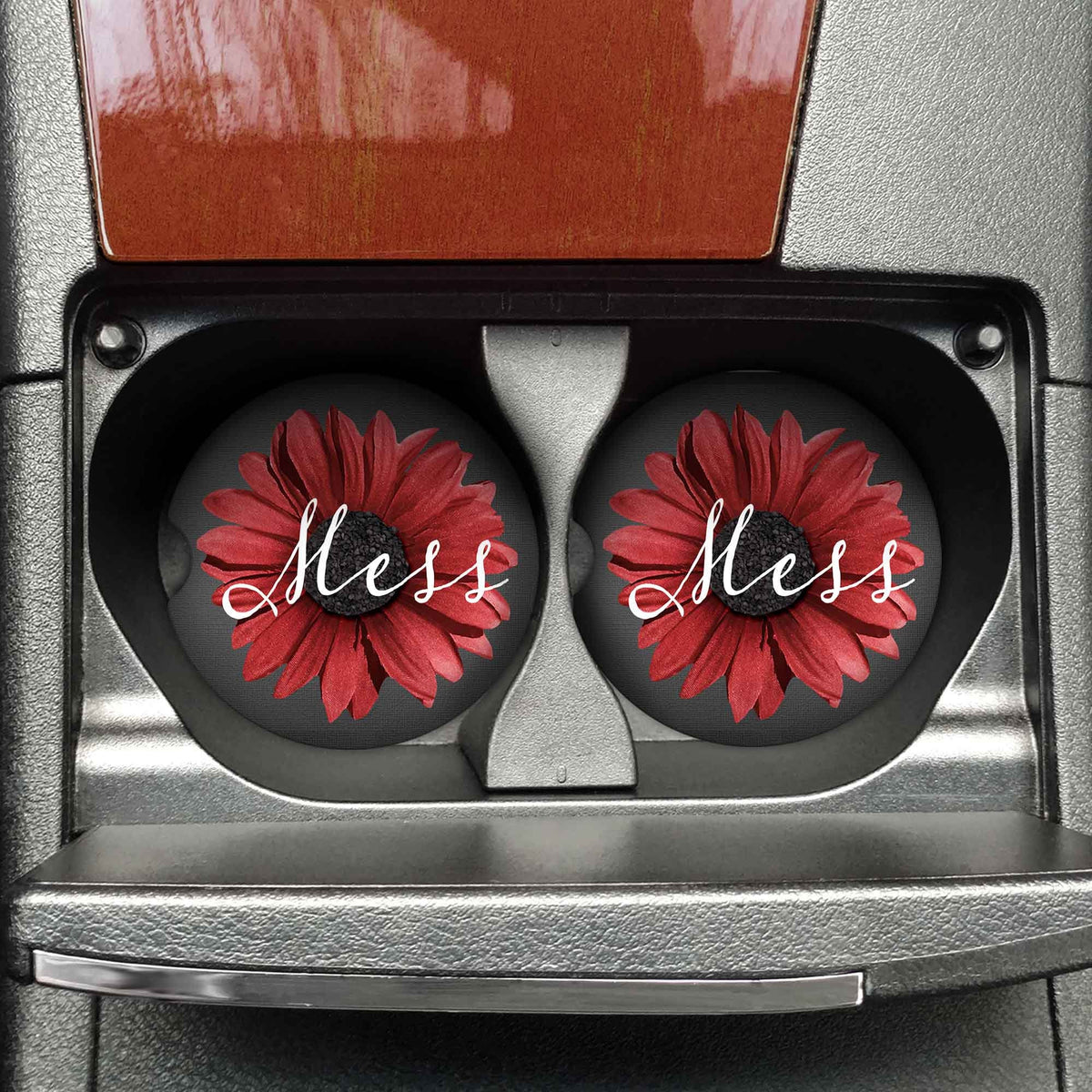 Personalized Car Coasters | Custom Car Accessories | Gerber Daisy | Set of 2