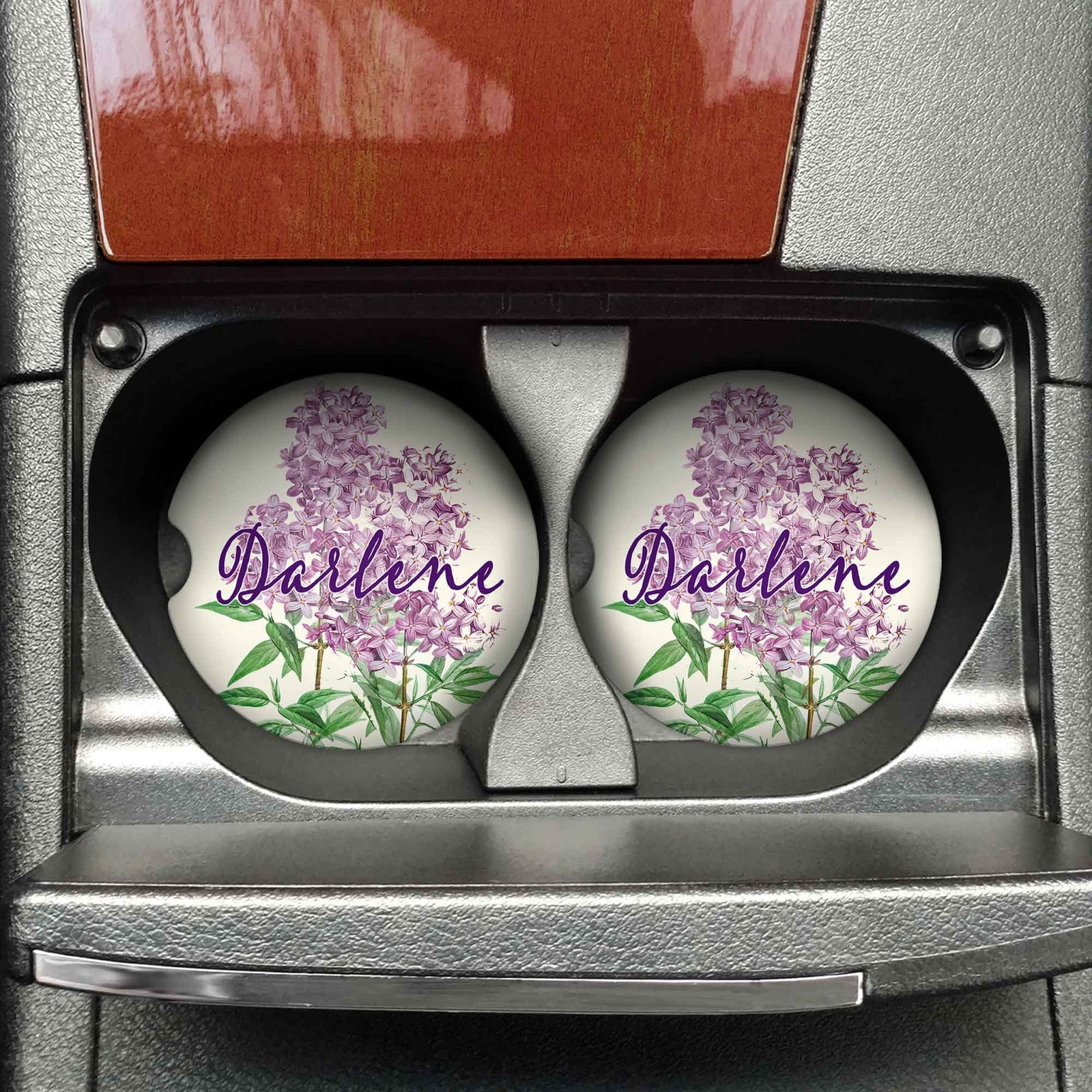 Personalized Car Coasters | Custom Car Accessories | Lilac | Set of 2