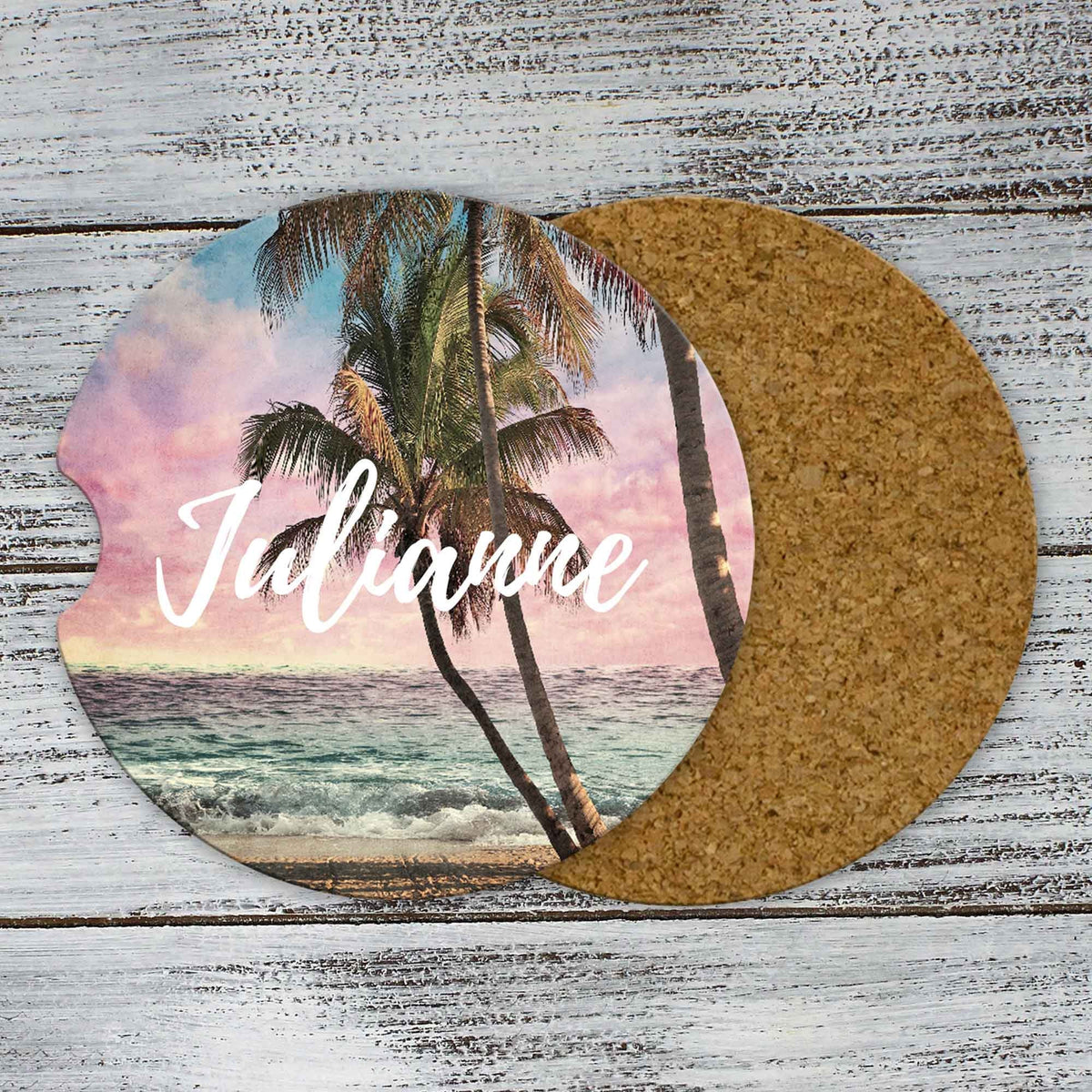 Personalized Car Coasters | Custom Car Accessories | Sunset | Set of 2