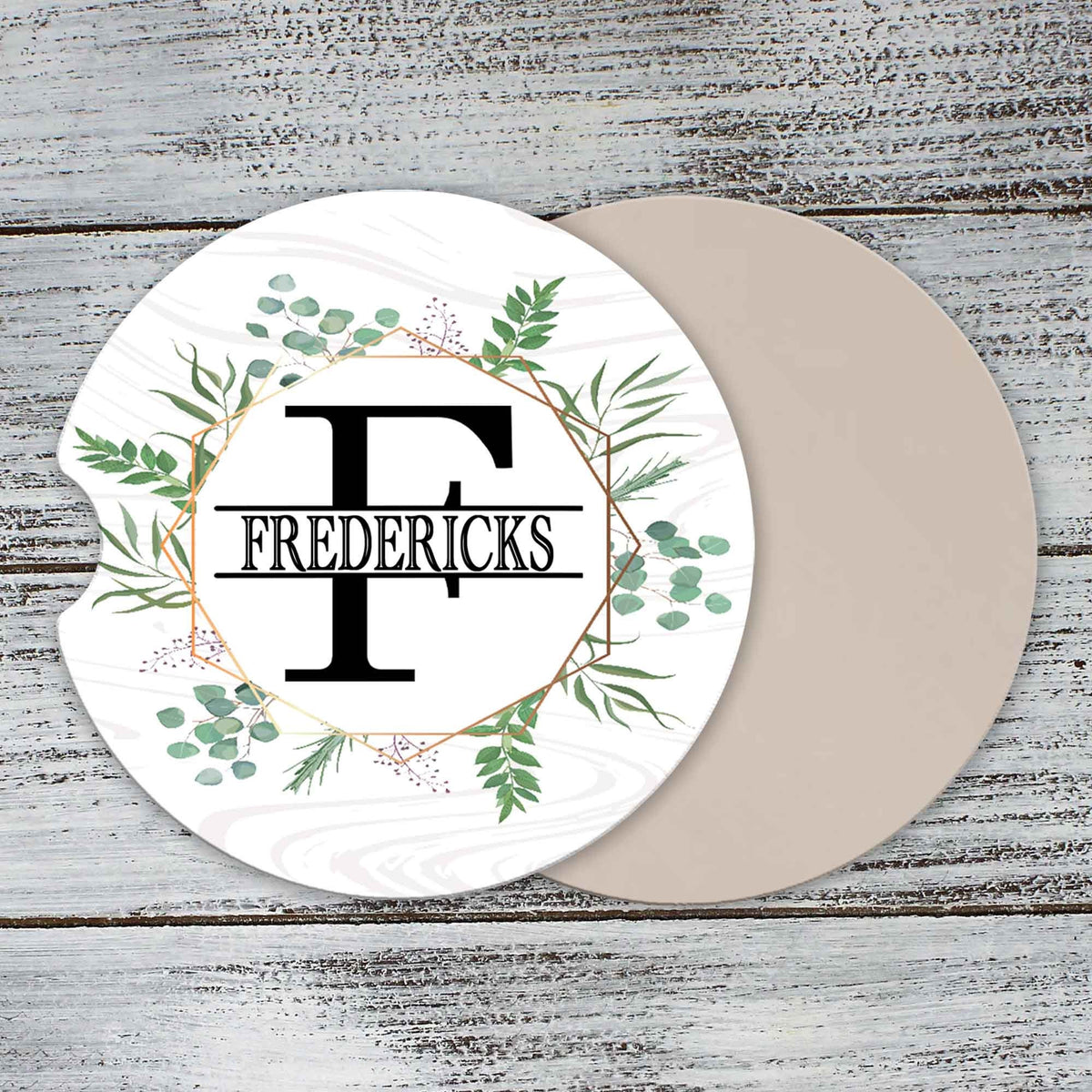 Personalized Car Coasters | Custom Car Accessories | Spring Wreath | Set of 2