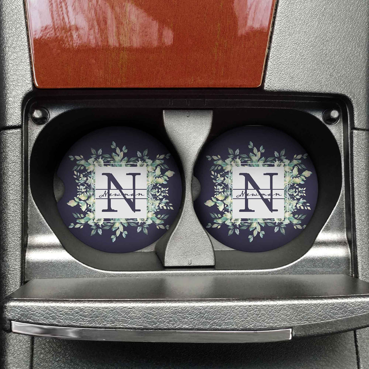 succulent car accessories Personalized Car Coasters | Succulent Bouquet Blue