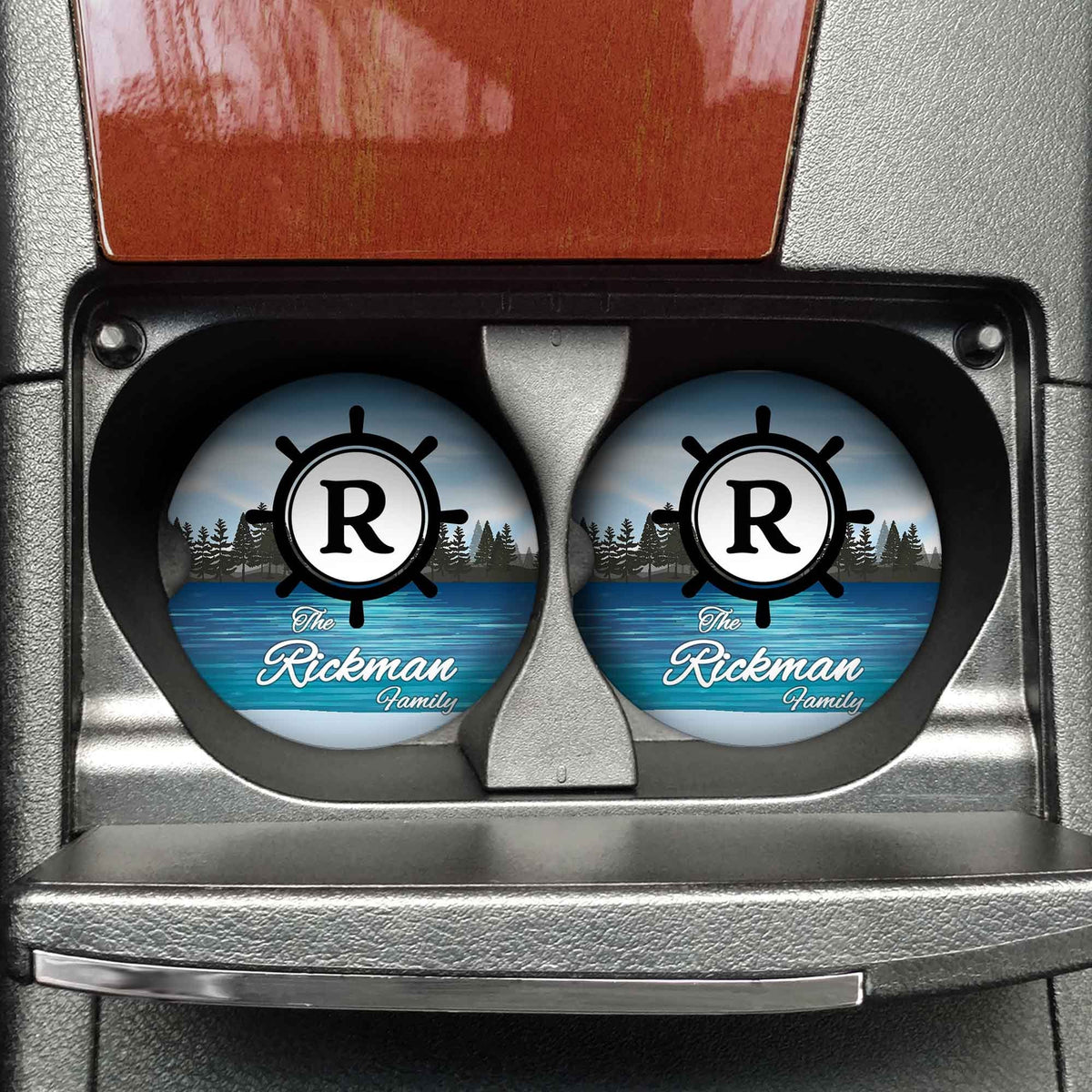 Personalized Car Coasters | Custom Car Accessories | The Lake | Set of 2