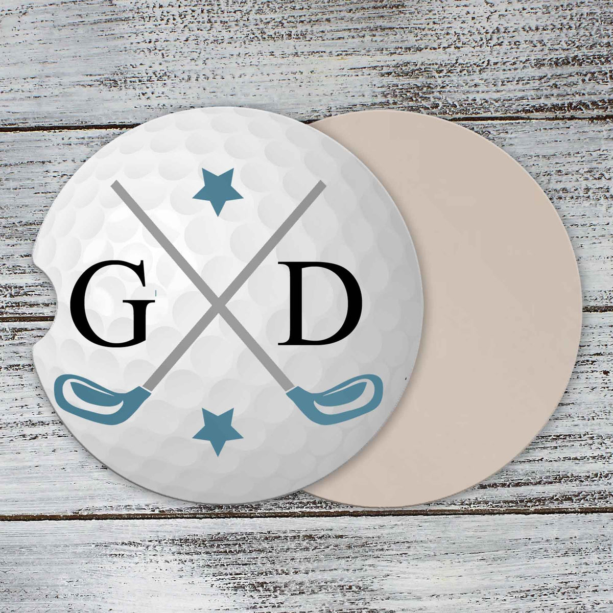 Personalized Car Coasters | Custom Car Accessories | Golf Clubs | Set of 2