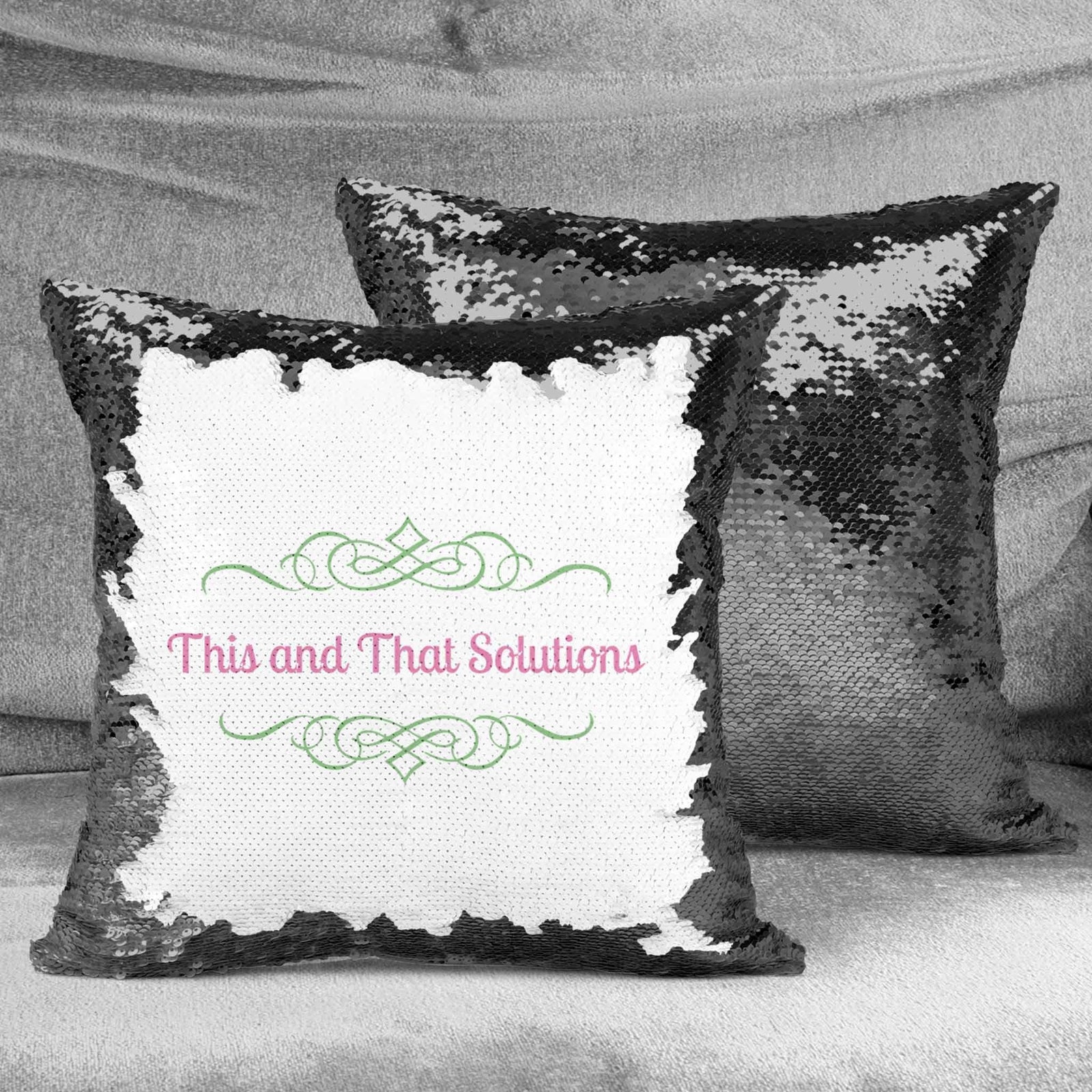 Personalized Sequin Throw Pillow | Custom Sequin Pillow | Company Logo