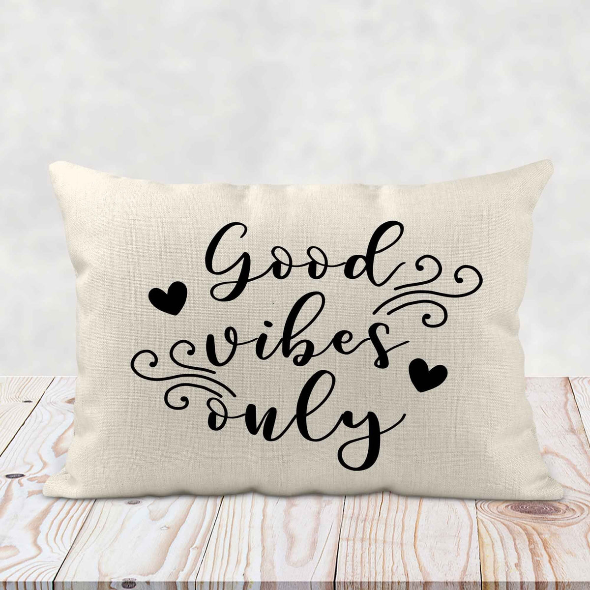 Personalized Lumbar Pillow | Custom Decorative Pillow | Good Vibes Only