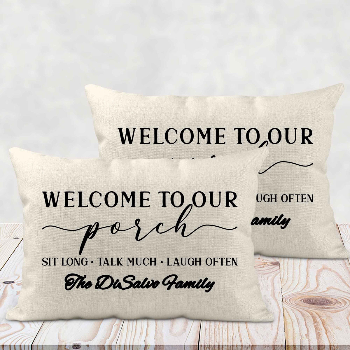 Personalized Lumbar Pillow | Custom Decorative Pillow | Welcome to our Porch