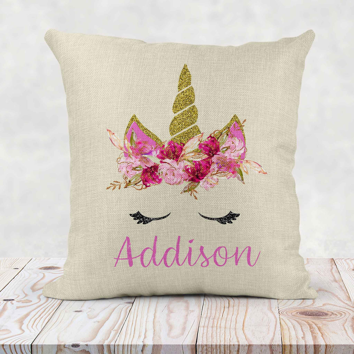 Personalized Throw Pillow | Custom Decorative Pillow | Spring Unicorn