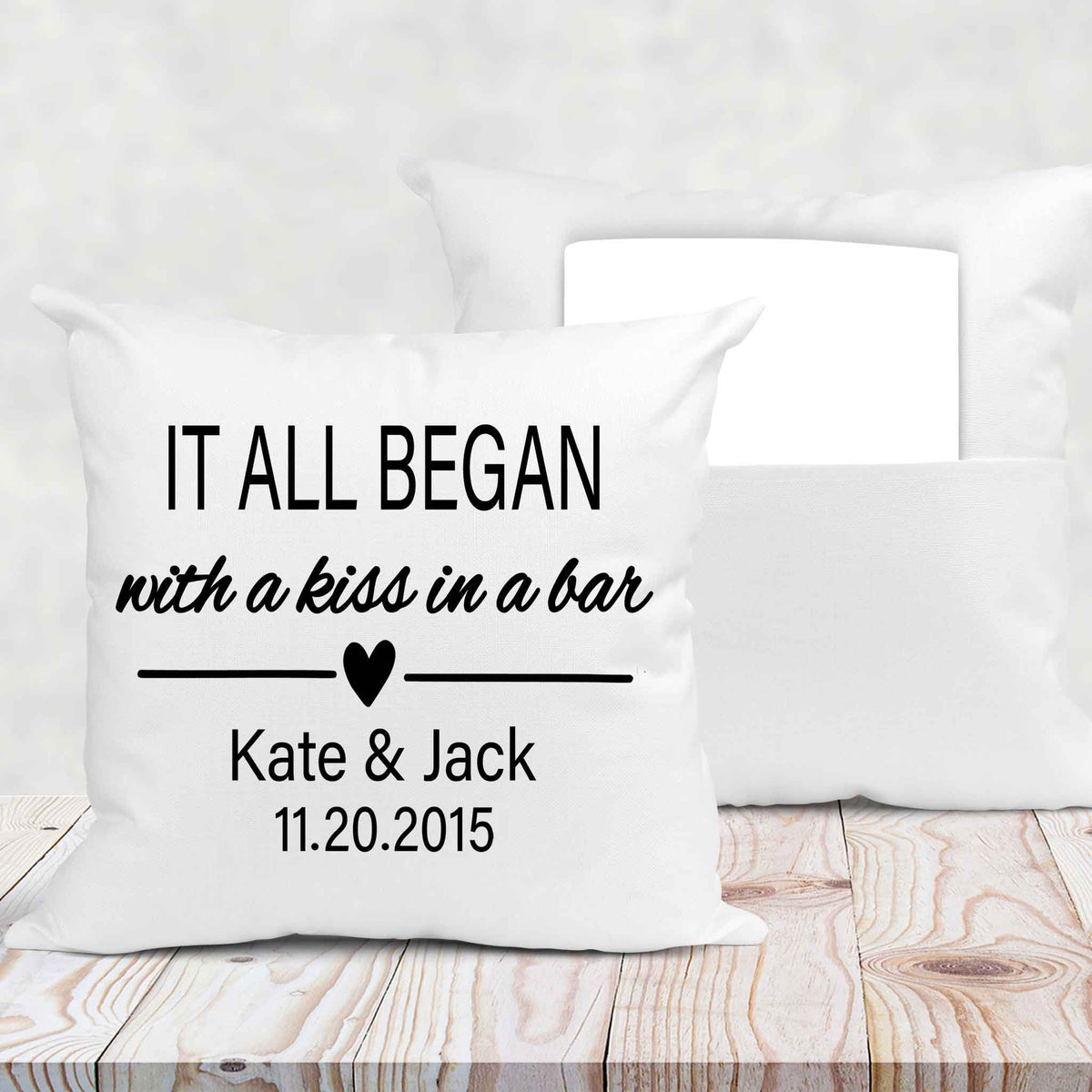 Personalized Throw Pillow | Custom Decorative Pillow | It all began with a kiss