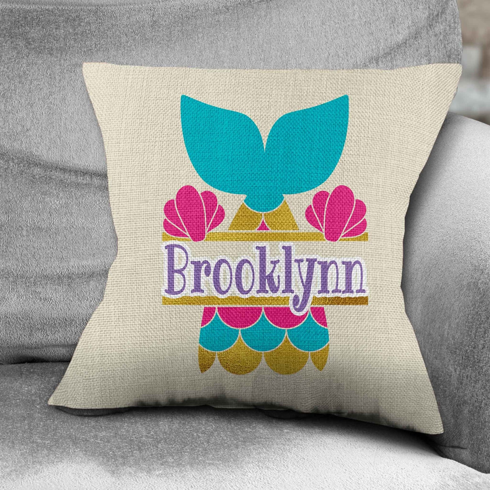 Personalized Throw Pillow | Custom Decorative Pillow | Mermaid Tail