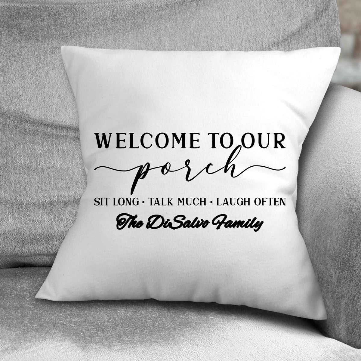 Personalized Throw Pillow | Custom Decorative Pillow | Welcome to our Porch