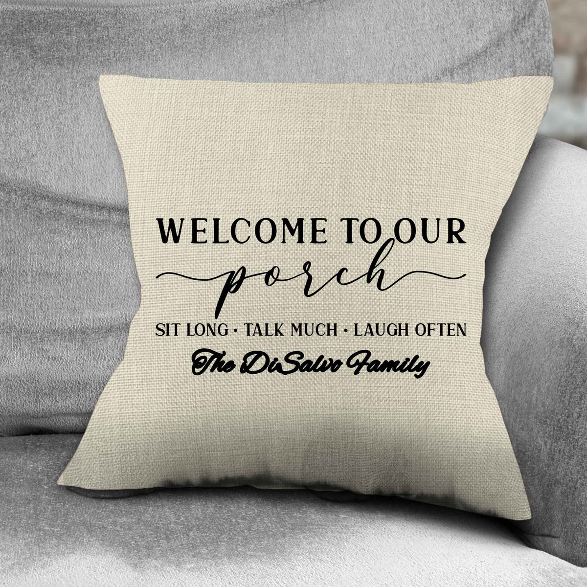 Personalized Throw Pillow | Custom Decorative Pillow | Welcome to our Porch