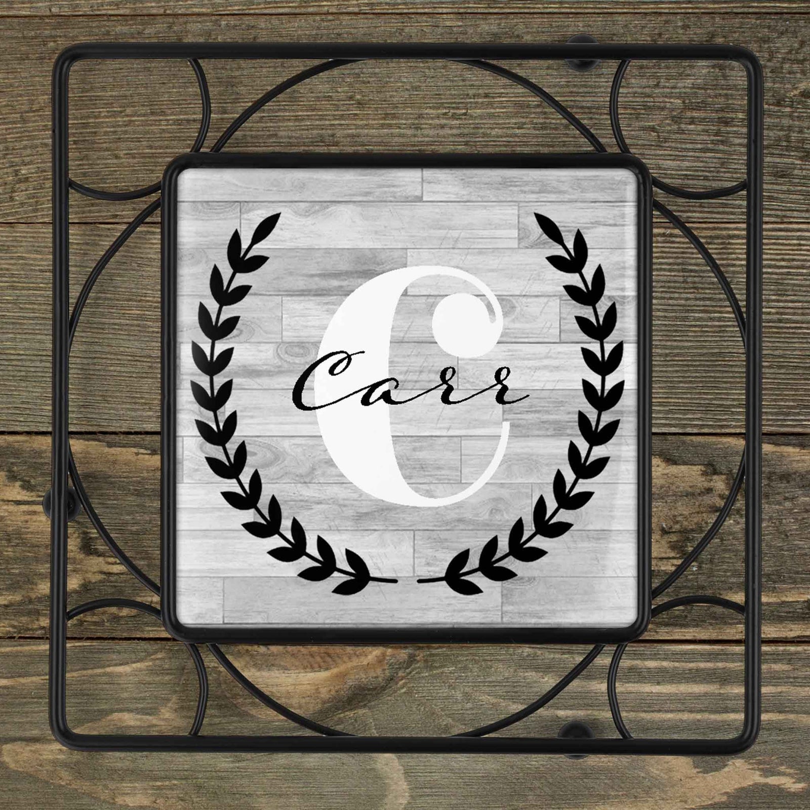 Personalized Iron Trivet | Custom Kitchen Gifts | Laurel Wreath
