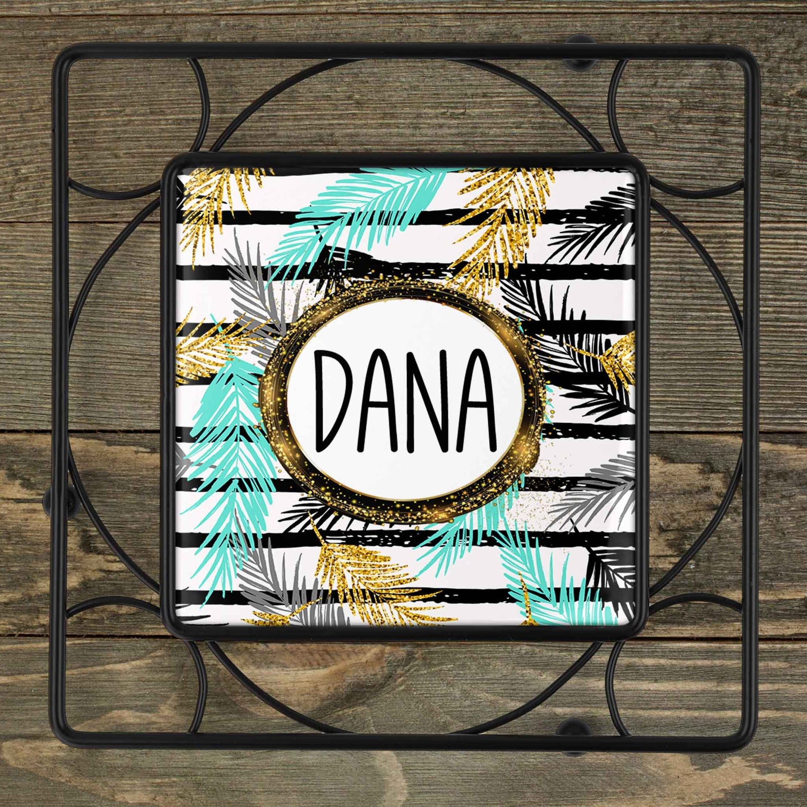 Personalized Iron Trivet | Custom Kitchen Gifts | Glitter Palm