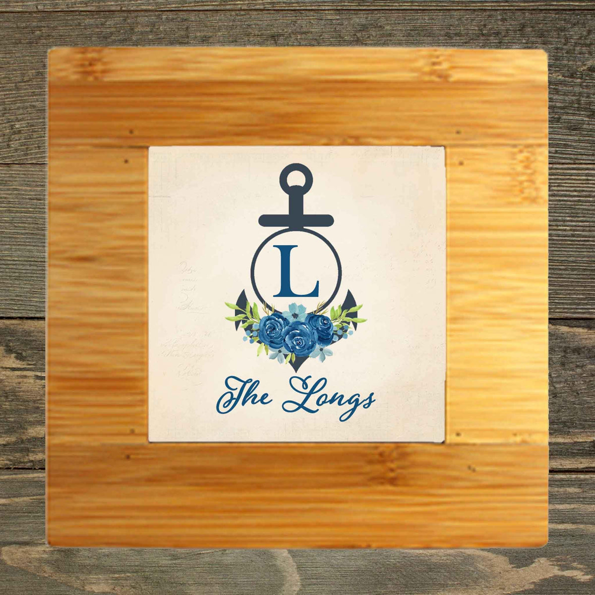 Personalized Iron Trivet | Custom Kitchen Gifts | Anchor with Navy Roses