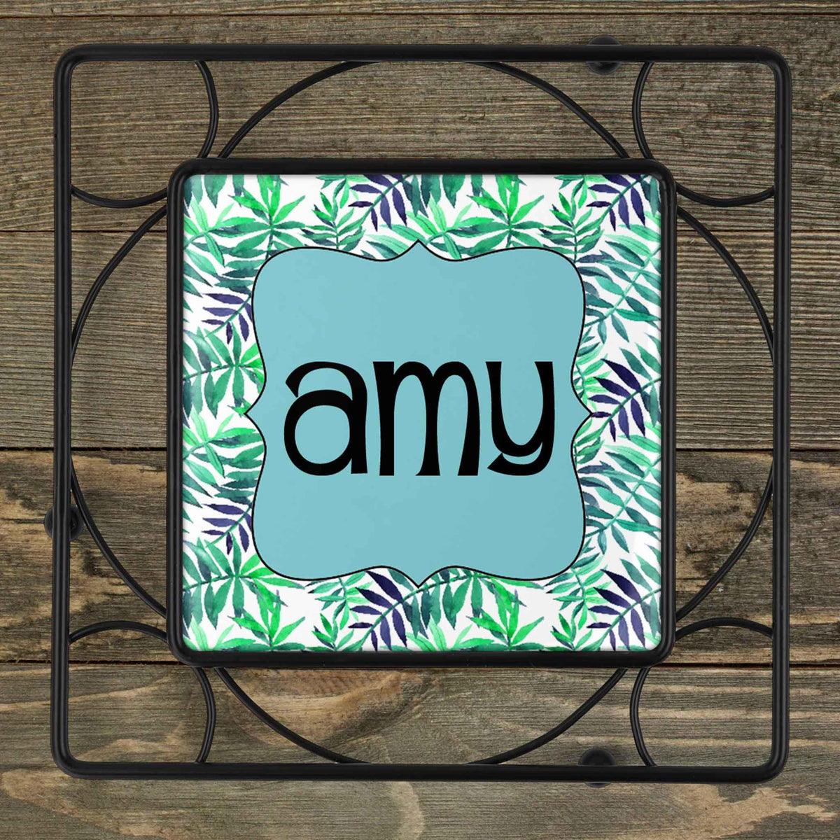 Personalized Iron Trivet | Custom Kitchen Gifts | Floral Fern