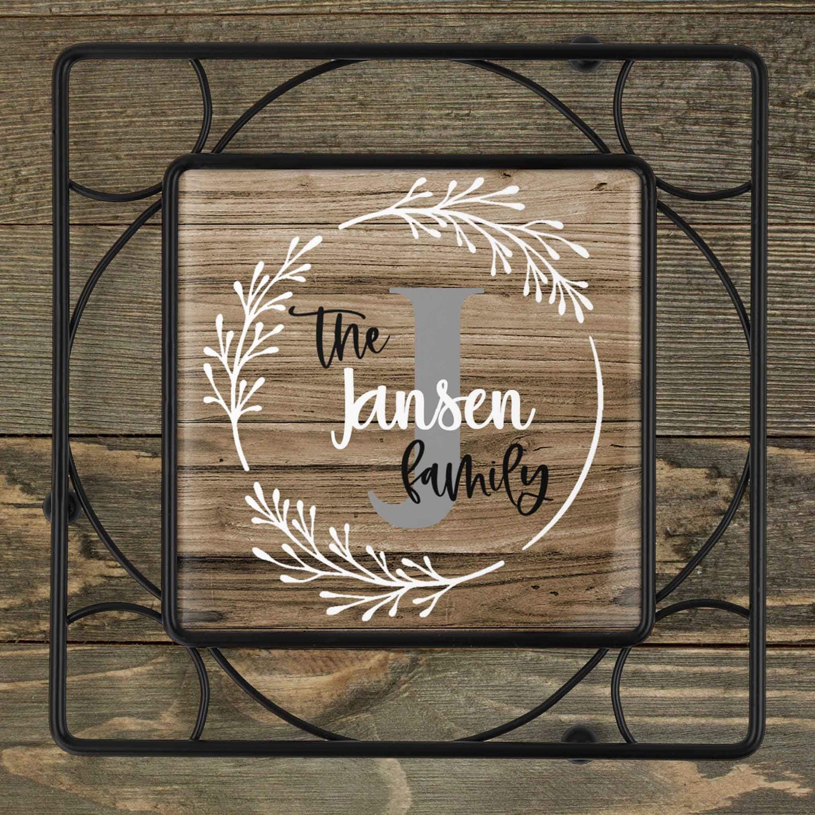 Personalized Iron Trivet | Custom Kitchen Gifts | Round Monogram Frame