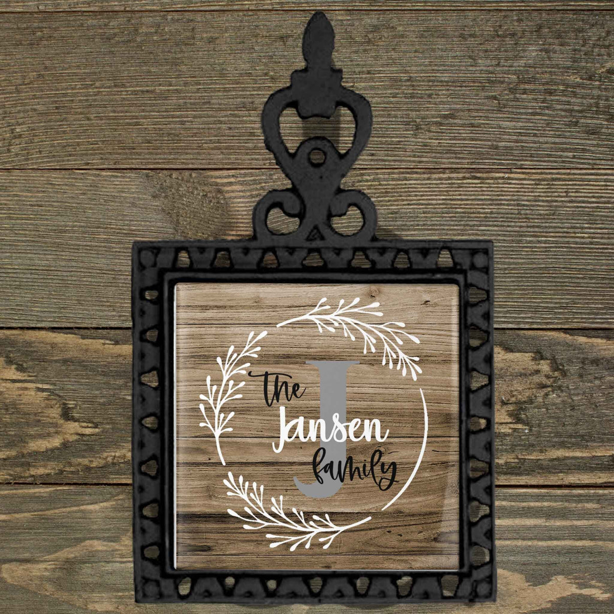 Personalized Iron Trivet | Custom Kitchen Gifts | Round Monogram Frame