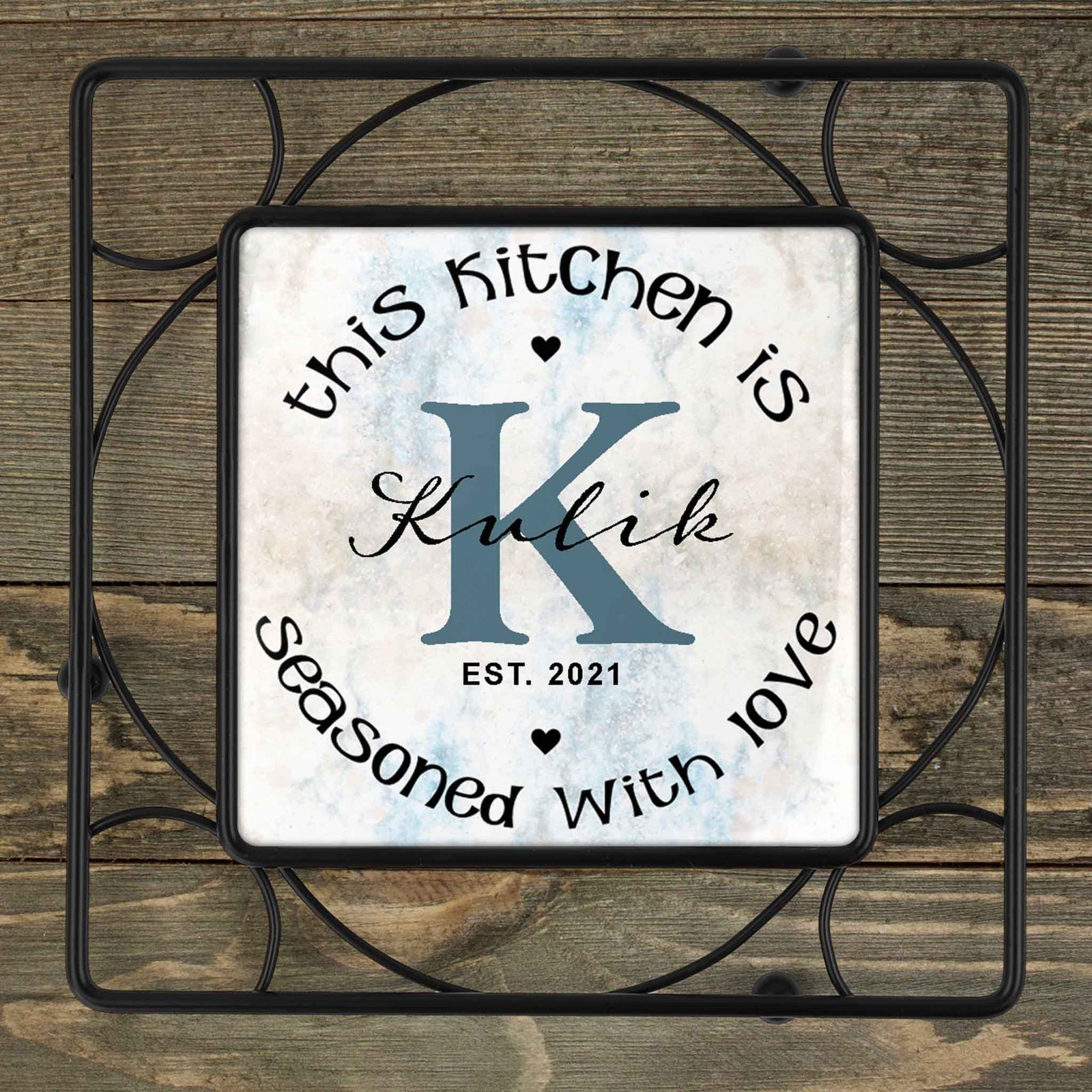 Personalized Iron Trivet | Custom Kitchen Gifts | Seasoned with Love