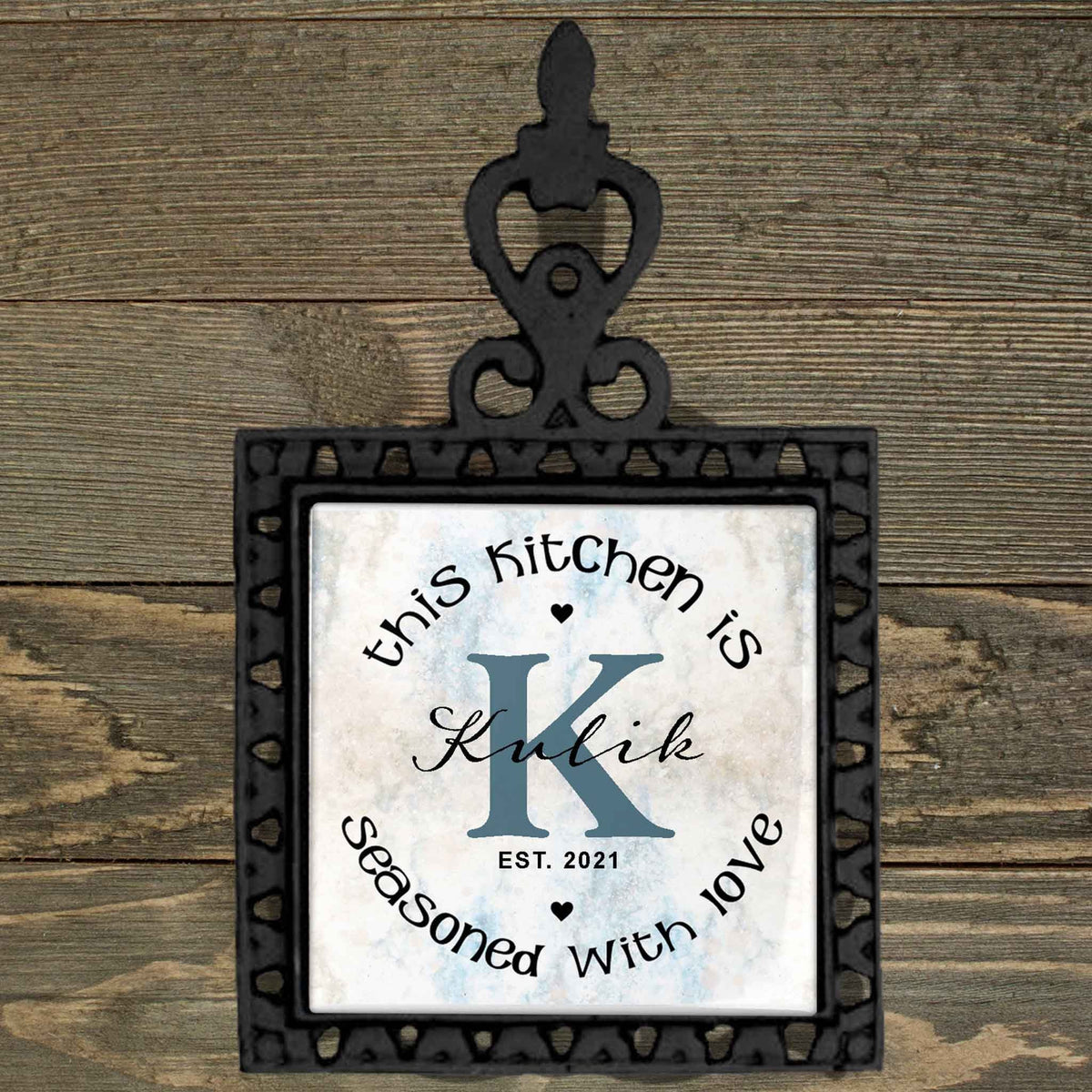 Personalized Iron Trivet | Custom Kitchen Gifts | Seasoned with Love