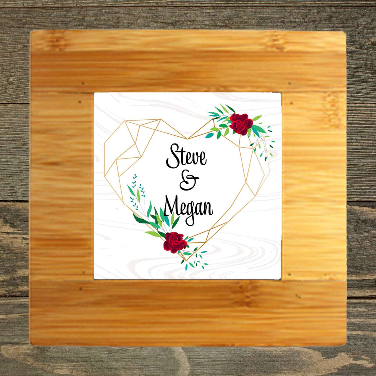 Personalized Iron Trivet | Custom Kitchen Gifts | Red Floral Heart Frame